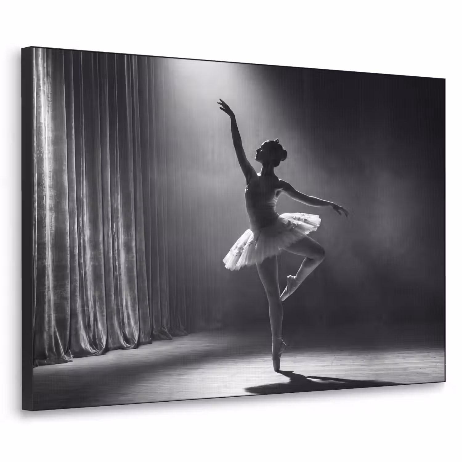 Danser - Podium - Zwart-wit - Kunst - Klassiek Textielframe zwart klein -3d