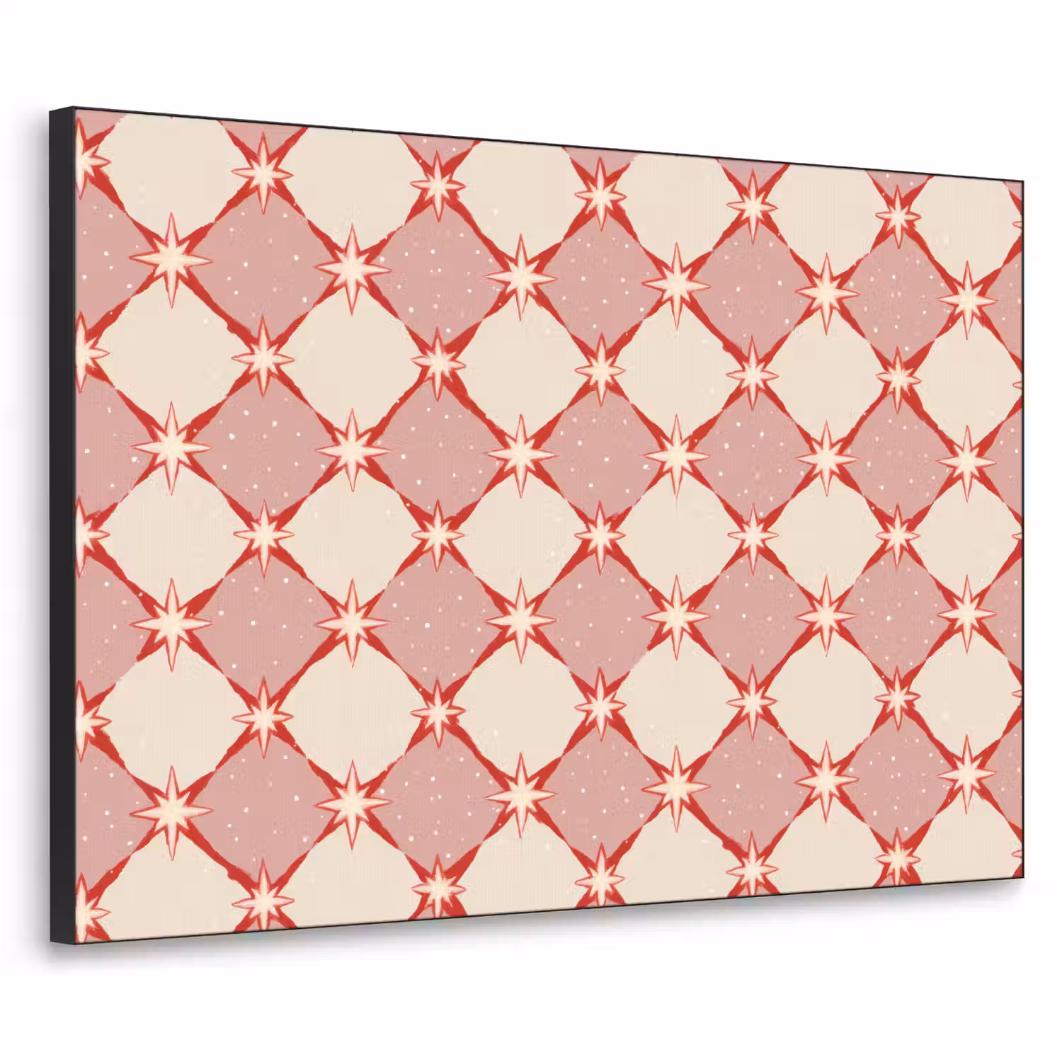 Ruiten - Sterren - Vintage - Oudroze - Rood Textielframe zwart klein 947 -3d