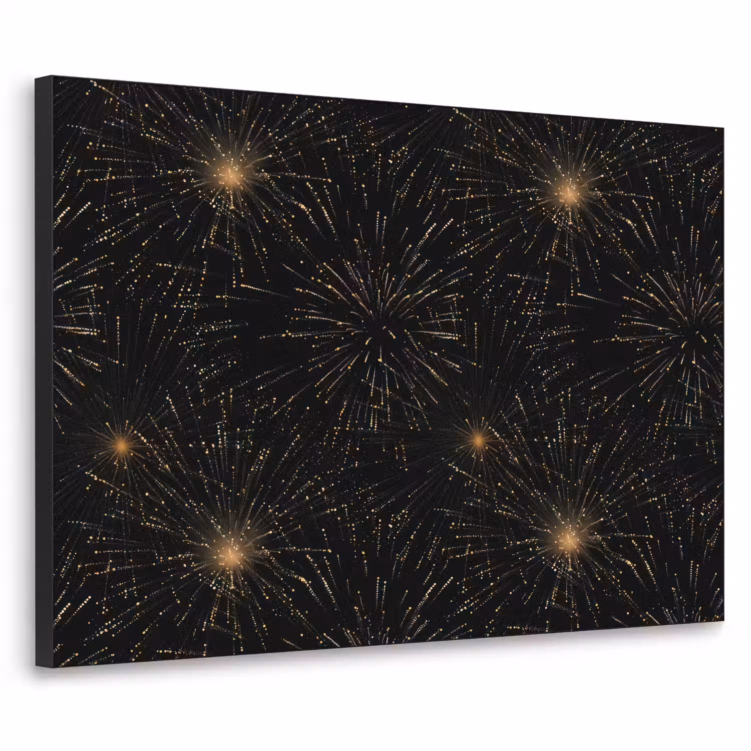 Vuurwerk - Patroon - Feestelijk - Goud - Zwart Textielframe zwart klein 947 -3d
