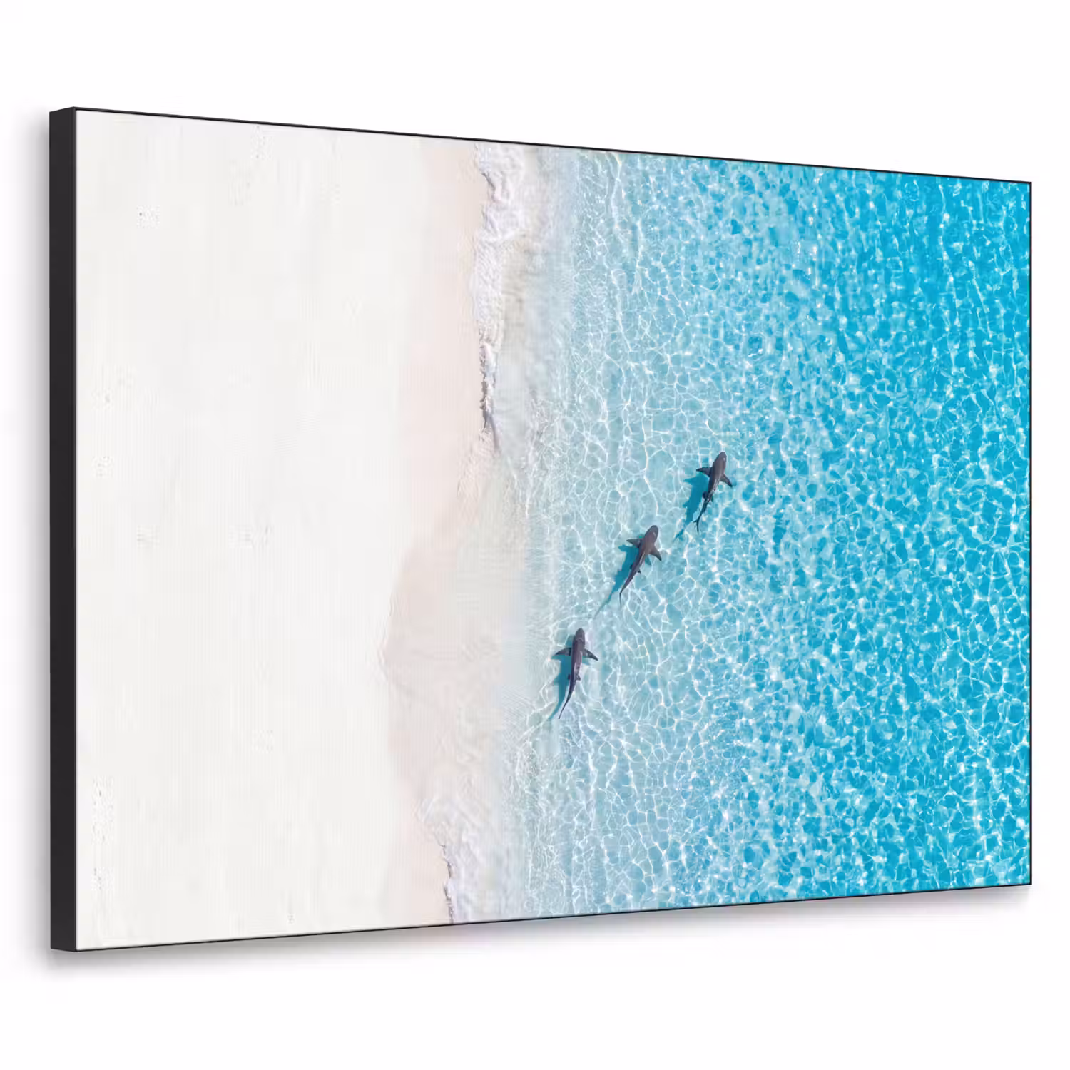 Vis - Oceaan - Strand - Turquoise - Natuur Textielframe zwart klein -3d