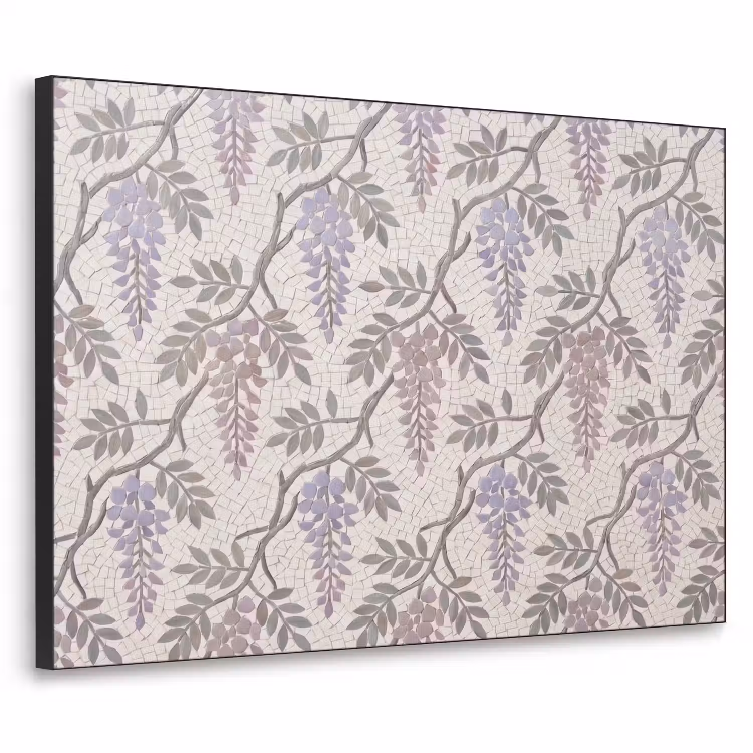 Bloemen - Mozaïek - Natuur - Patroon - Paars Textielframe zwart klein -3d