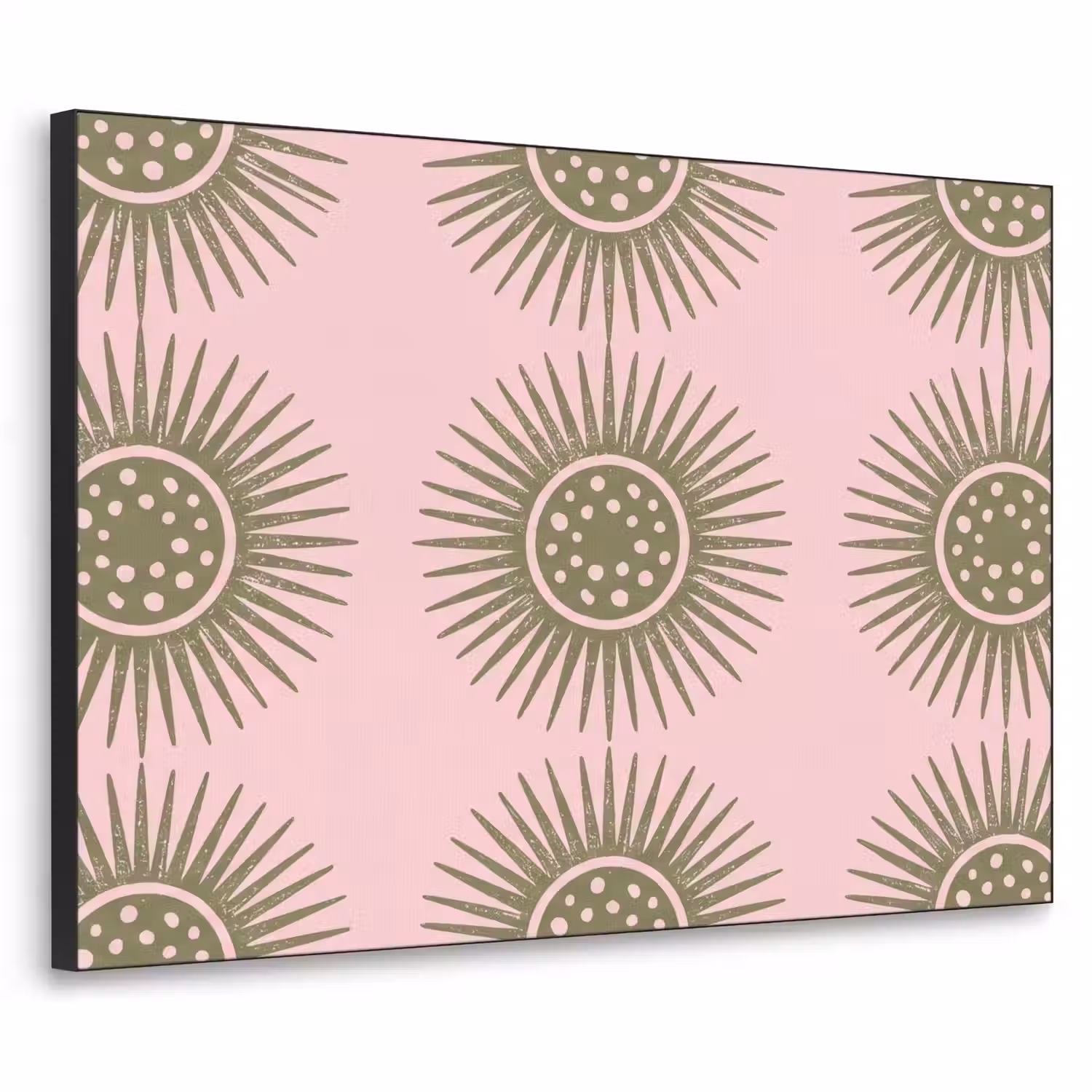 Bloemen - Patroon - Abstract - Roze - Groen Textielframe zwart klein -3d