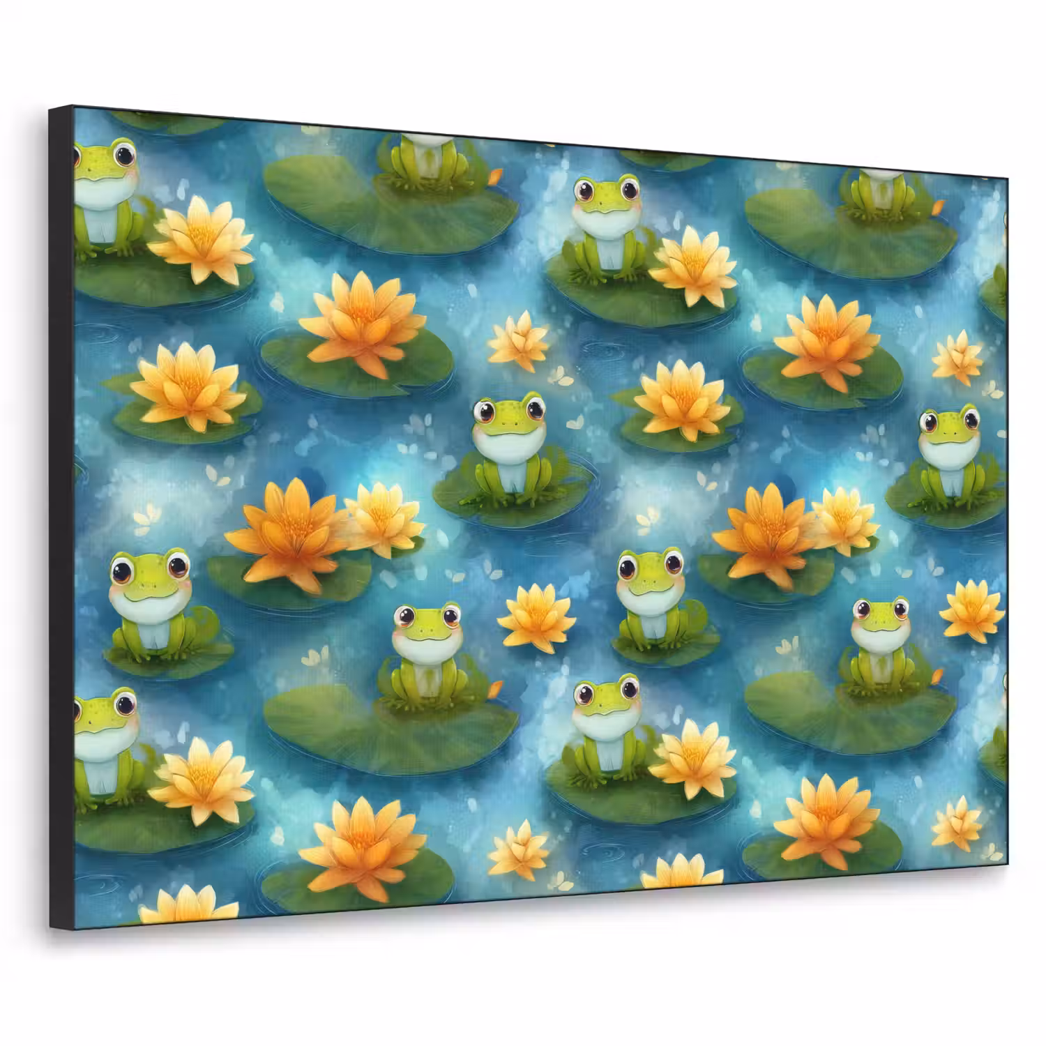Kikker - Lelies - Groen Textielframe zwart klein 947 -3d
