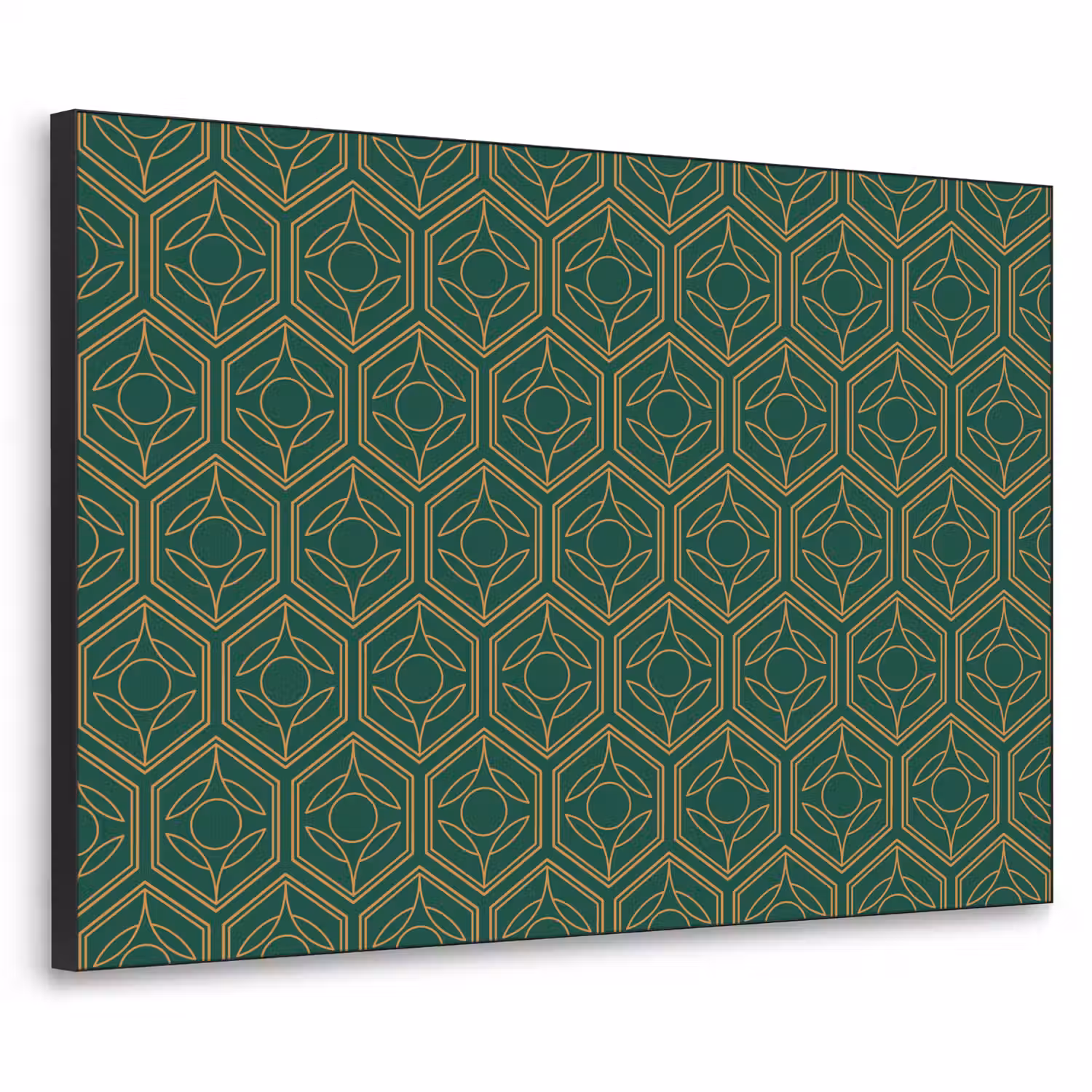 Geometrisch - Patroon - Groen Textielframe zwart klein 947 -3d