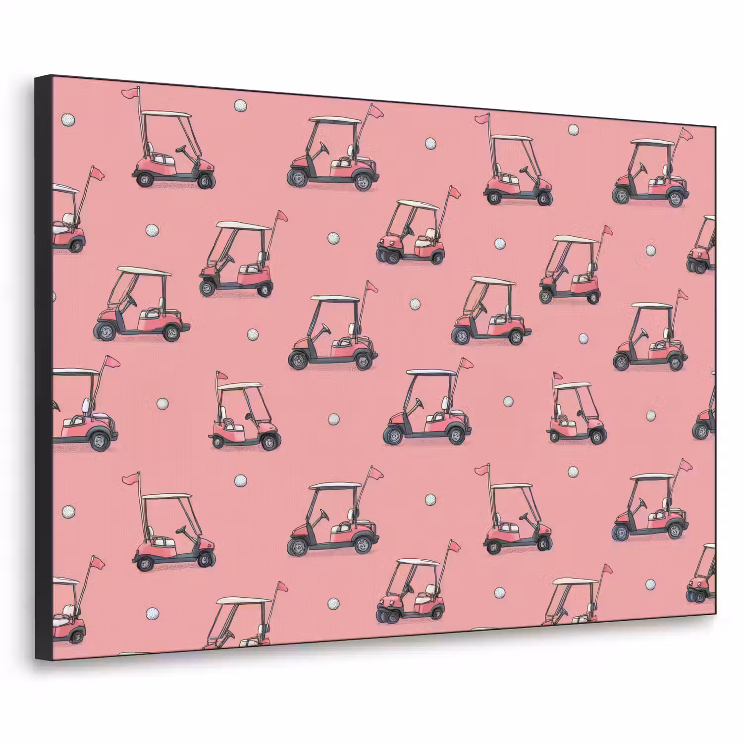 Golfkar - Retro - Roze Textielframe zwart klein 947 -3d