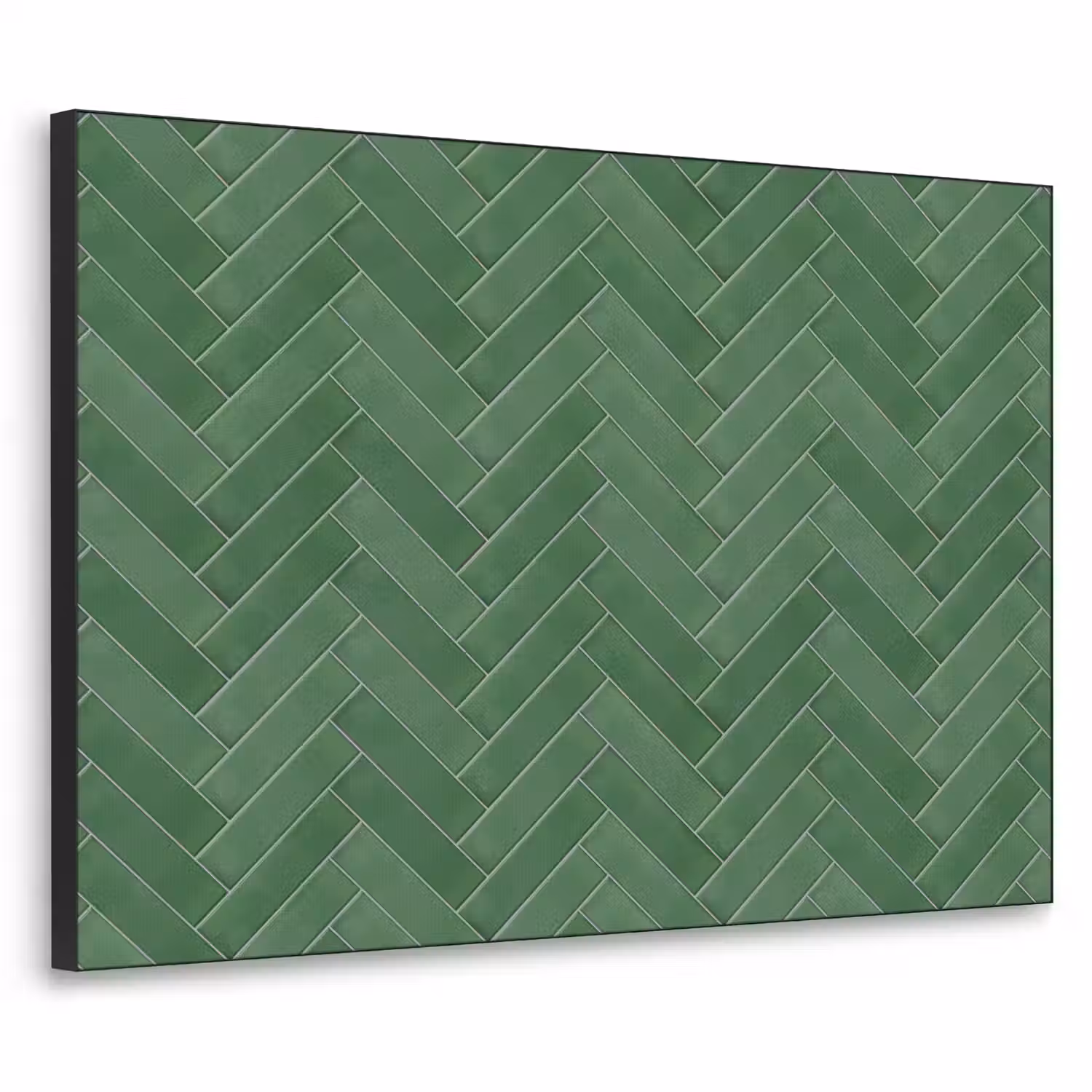 Visgraat - Wandtegel - Bosgroen Textielframe zwart klein 947 -3d
