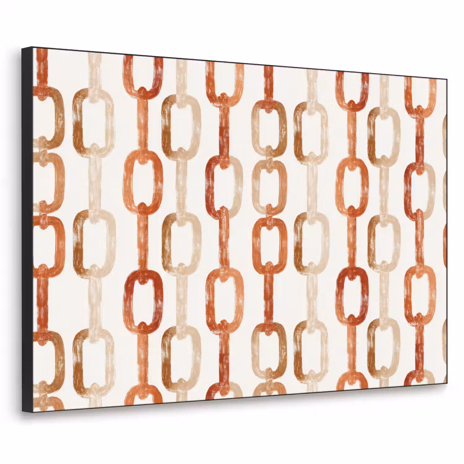 Schakels - Patroon - Aquarel - Terracotta Textielframe zwart klein 947 -3d