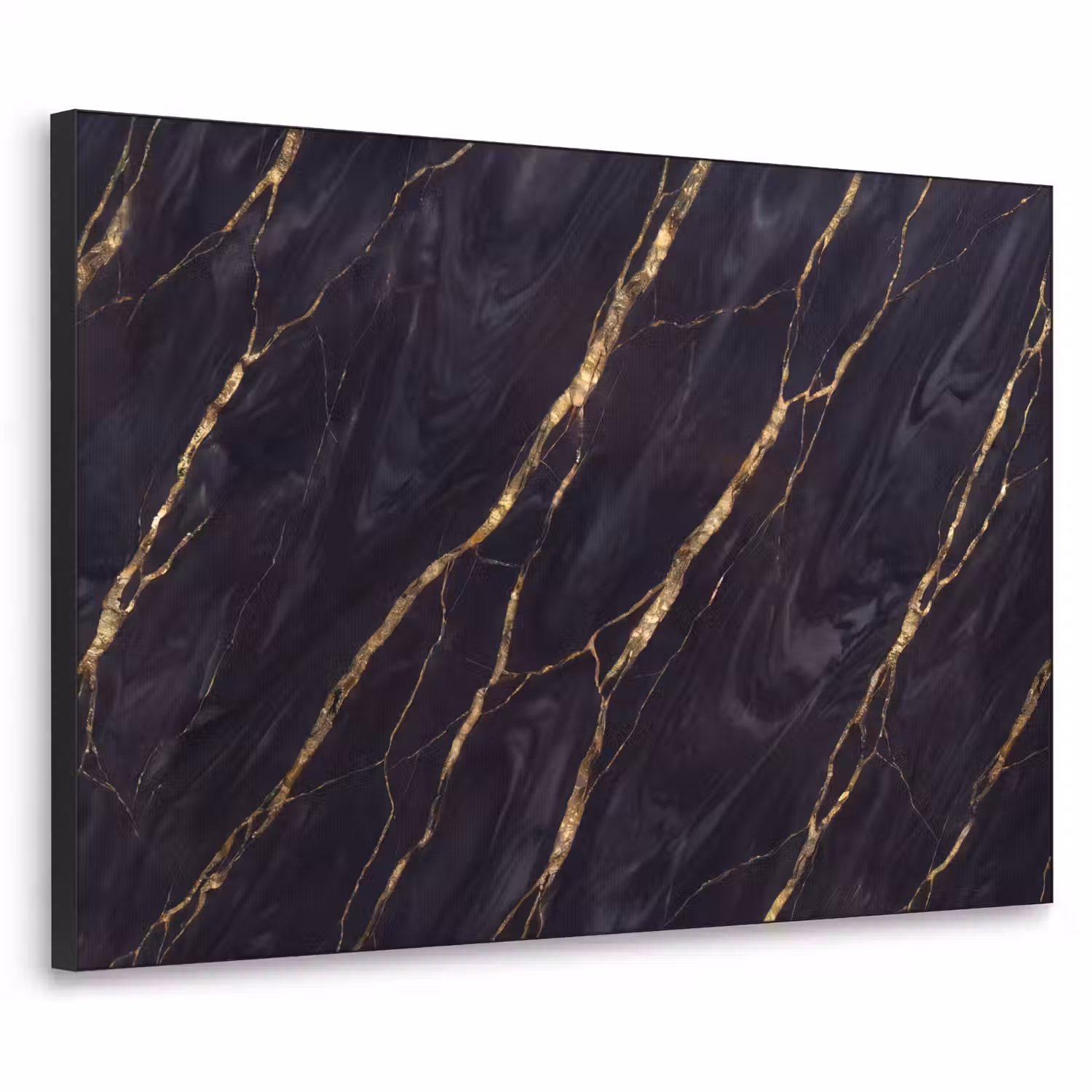Marmer - Gouden aders - Abstract - Zwart Textielframe zwart klein -3d