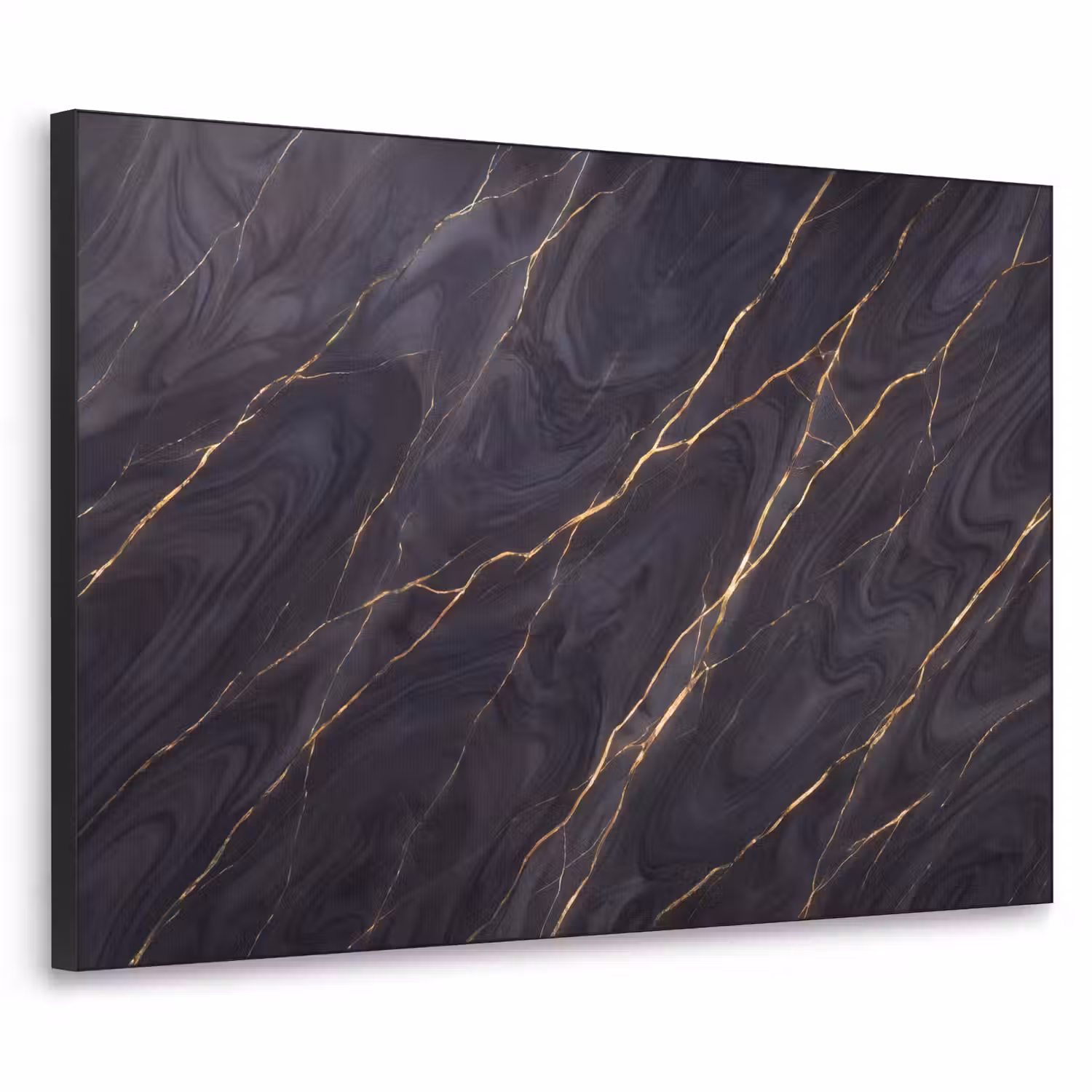 Marmer - Goudaders - Abstract - Modern - Zwart Textielframe zwart klein -3d