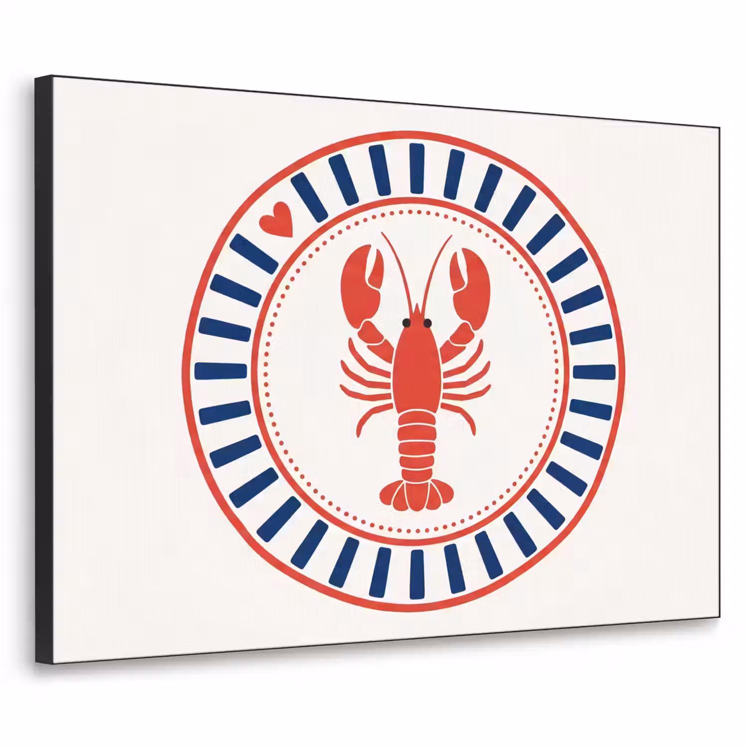 Zeeleven - Kreeft - Embleem - Grafisch - Rood Textielframe zwart klein -3d