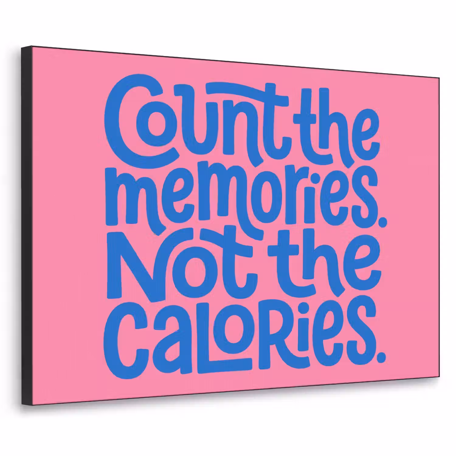 Memories - Roze - Blauw - Quote Textielframe zwart klein -3d