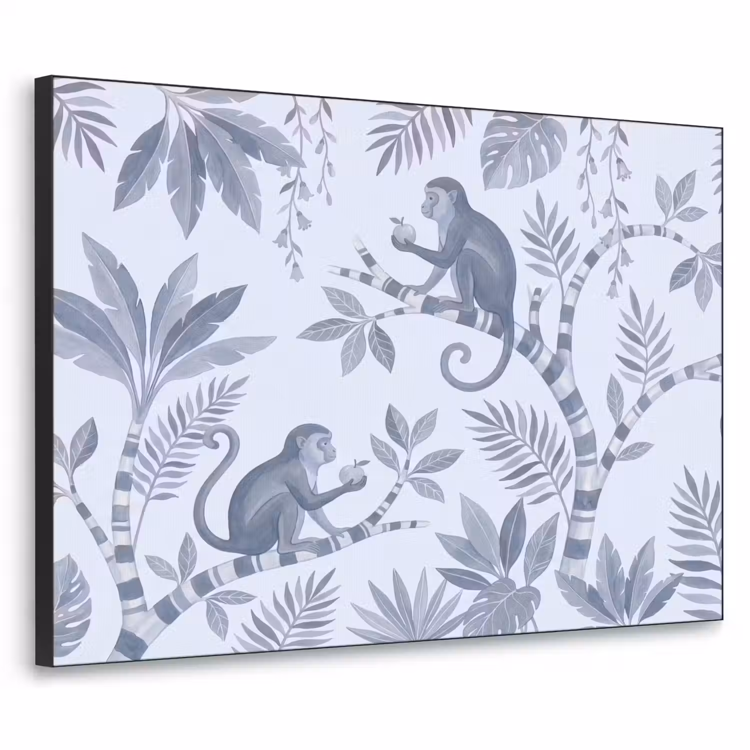Aap - Boom - Bladeren - Jungle - Illustratie Textielframe zwart klein -3d
