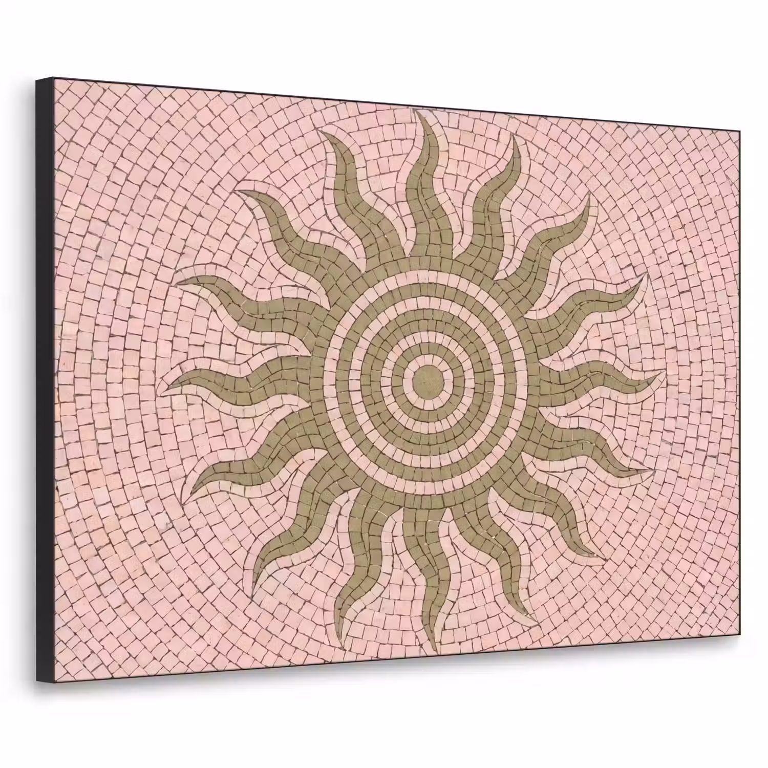 Mozaïek - Zon - Patroon - Klassiek - Roze Textielframe zwart klein -3d