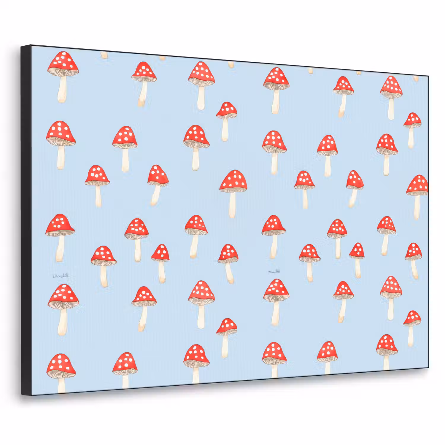 Paddenstoel -Sprookje - Blauw Textielframe zwart klein 947 -3d