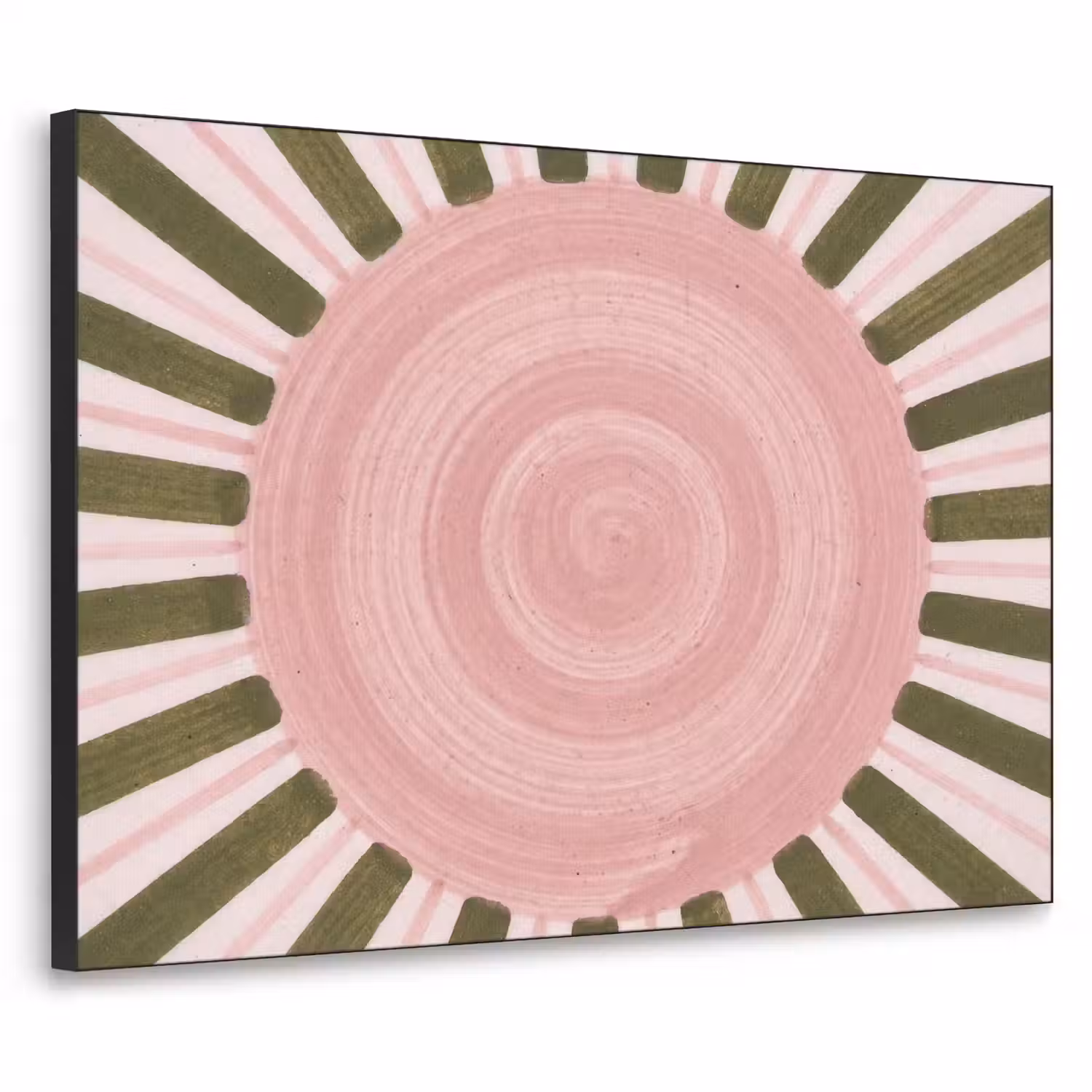 Patroon - Cirkel - Stralen - Abstract - Roze Textielframe zwart klein -3d