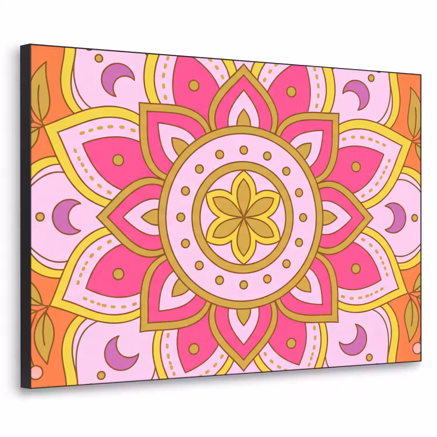 Patroon - Bloemmotief - Decoratie - Abstract - Roze Textielframe zwart klein -3d