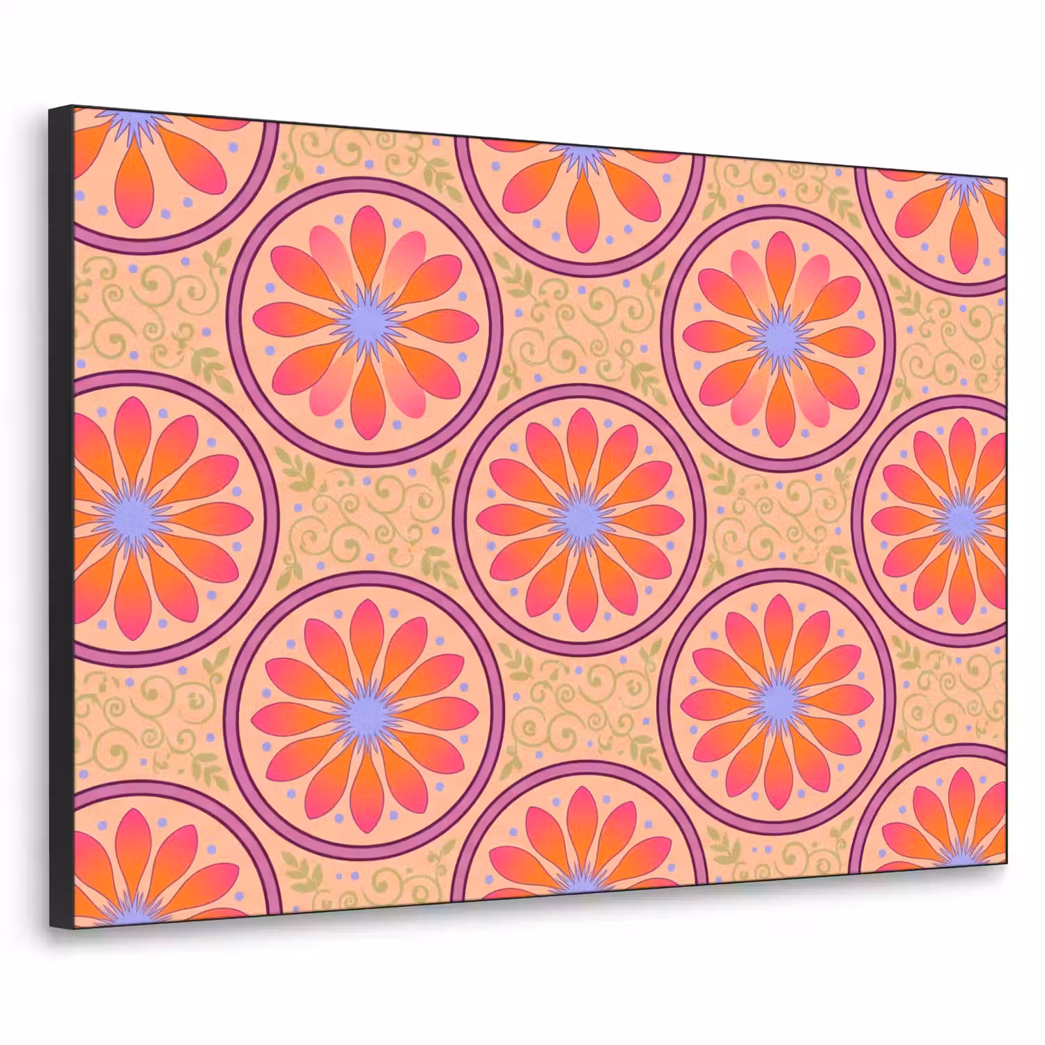 Patroon - Bloemen - Decoratief - Kleurrijk - Modern Textielframe zwart klein -3d