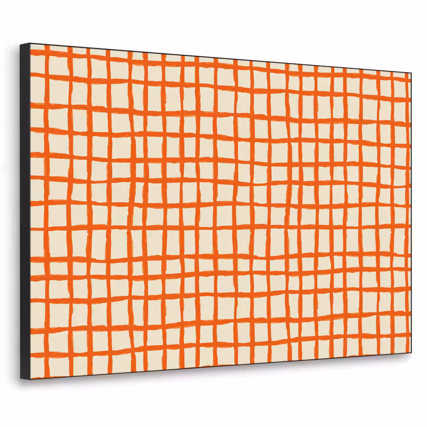 Patroon - Lijnen - Oranje Textielframe zwart klein 947 -3d