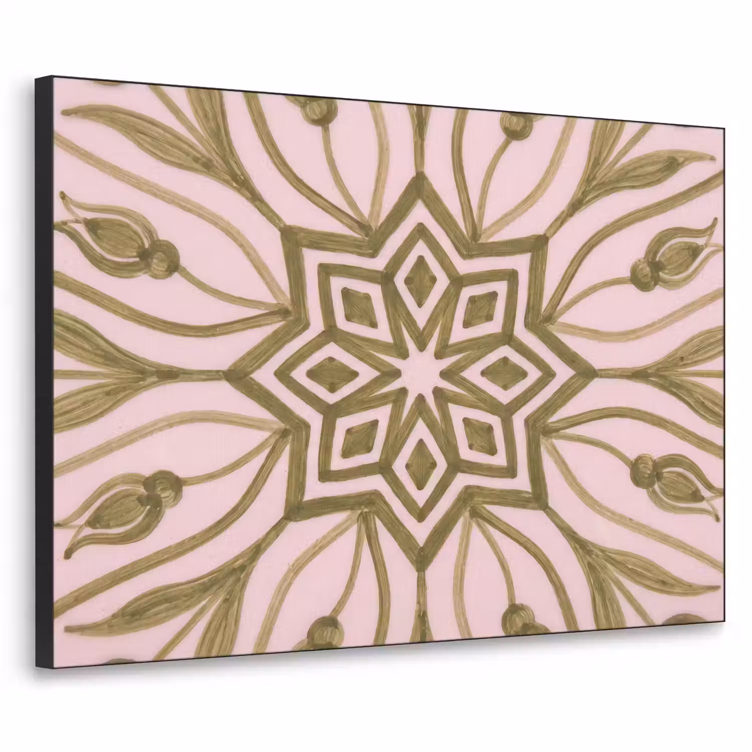 Patroon - Mandala - Decoratie - Abstract - Groen Textielframe zwart klein -3d