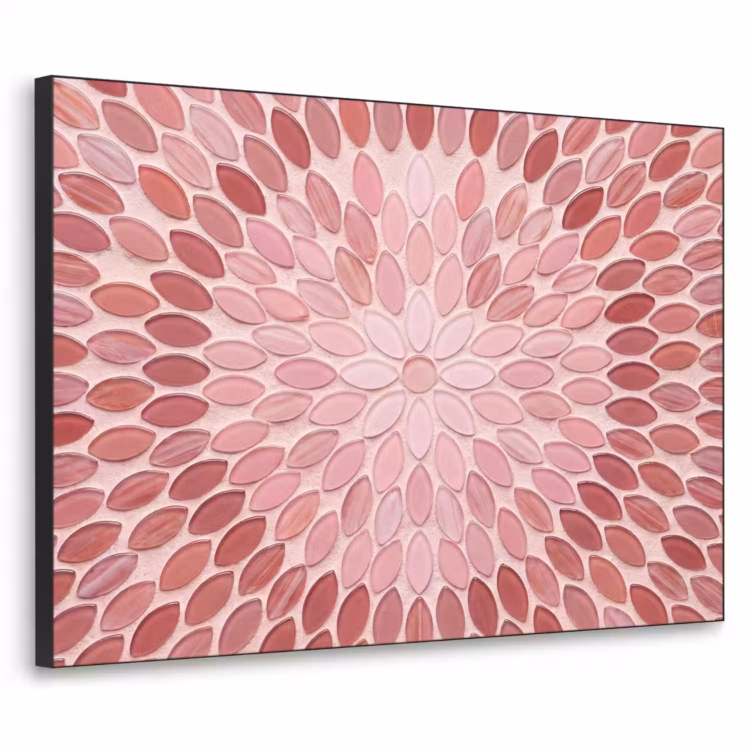 Patroon - Mozaïek - Ovaal - Abstract - Roze Textielframe zwart klein -3d