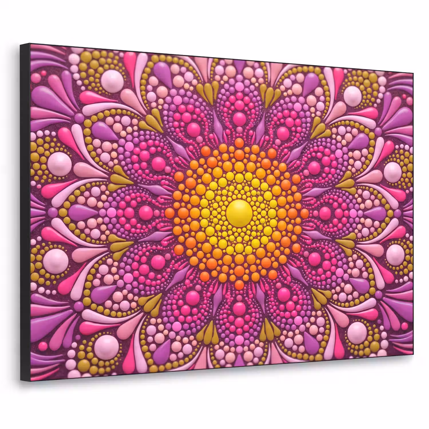Patroon - Stippen - Abstract - Kleurrijk Textielframe zwart klein -3d
