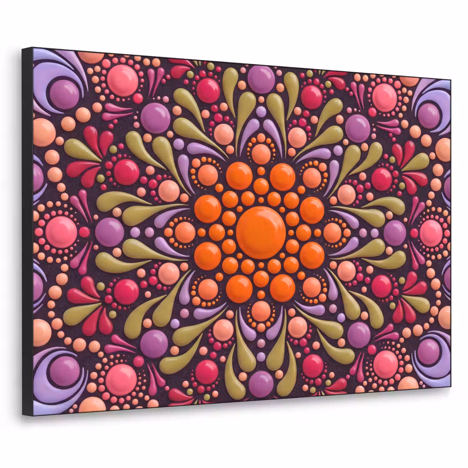 Patroon - Stippen - Abstract - Modern - Kleurrijk Textielframe zwart klein -3d