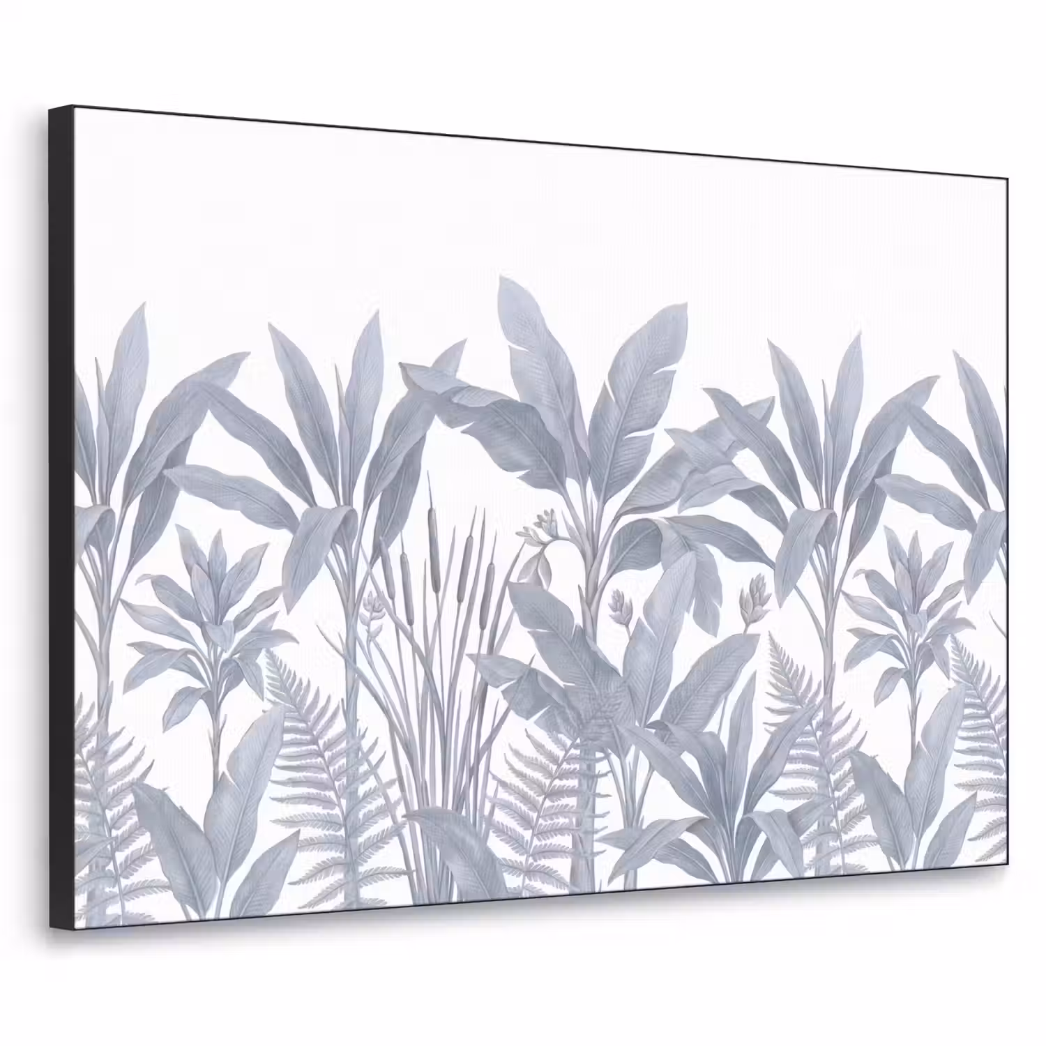 Planten - Bladeren - Natuur - Grijs Textielframe zwart klein -3d
