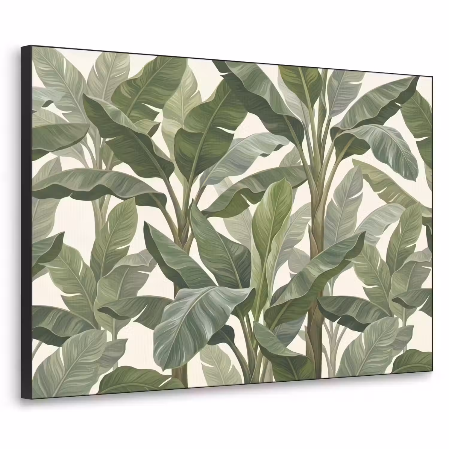 Planten - Bladeren - Tropisch - Groen Textielframe zwart klein -3d