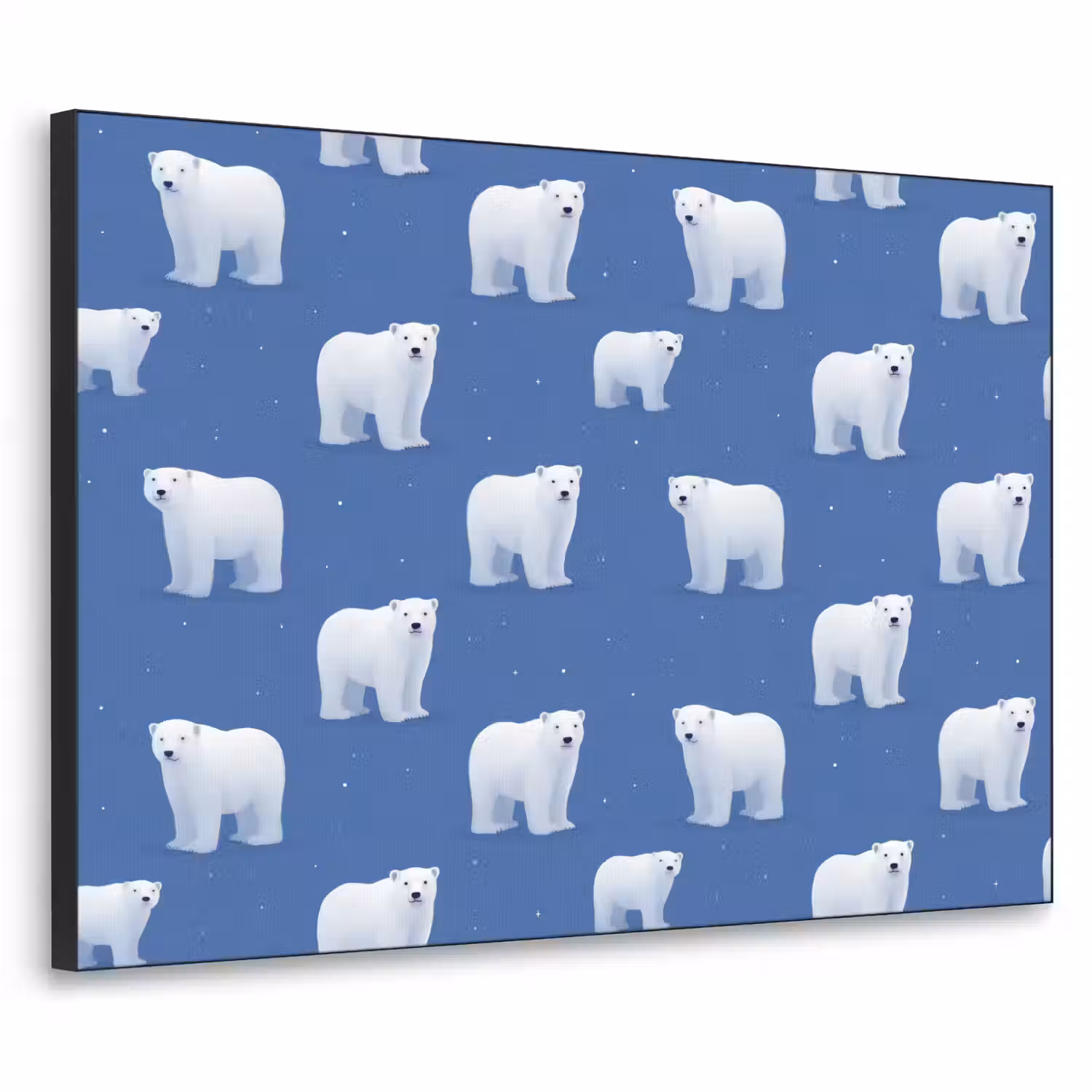 IJsbeer - Patroon - Blauw Textielframe zwart klein 947 -3d