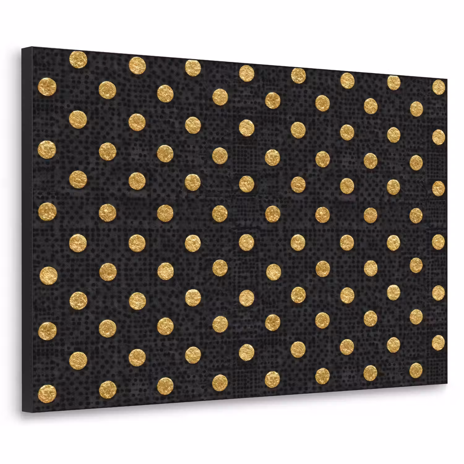 Polka Dot - Stippen - Goud - Zwart Textielframe zwart klein 947 -3d