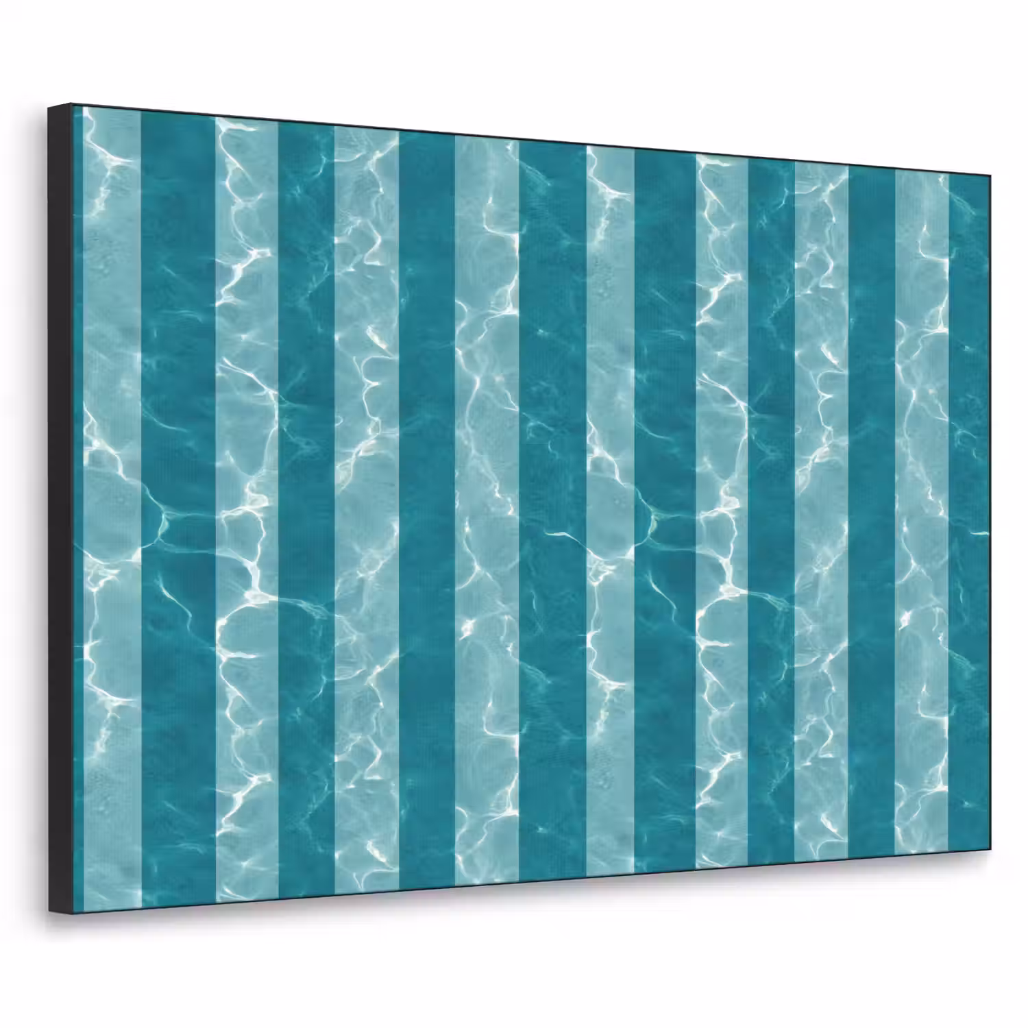 Zwembad - Strepen - Groen Textielframe zwart klein 947 -3d