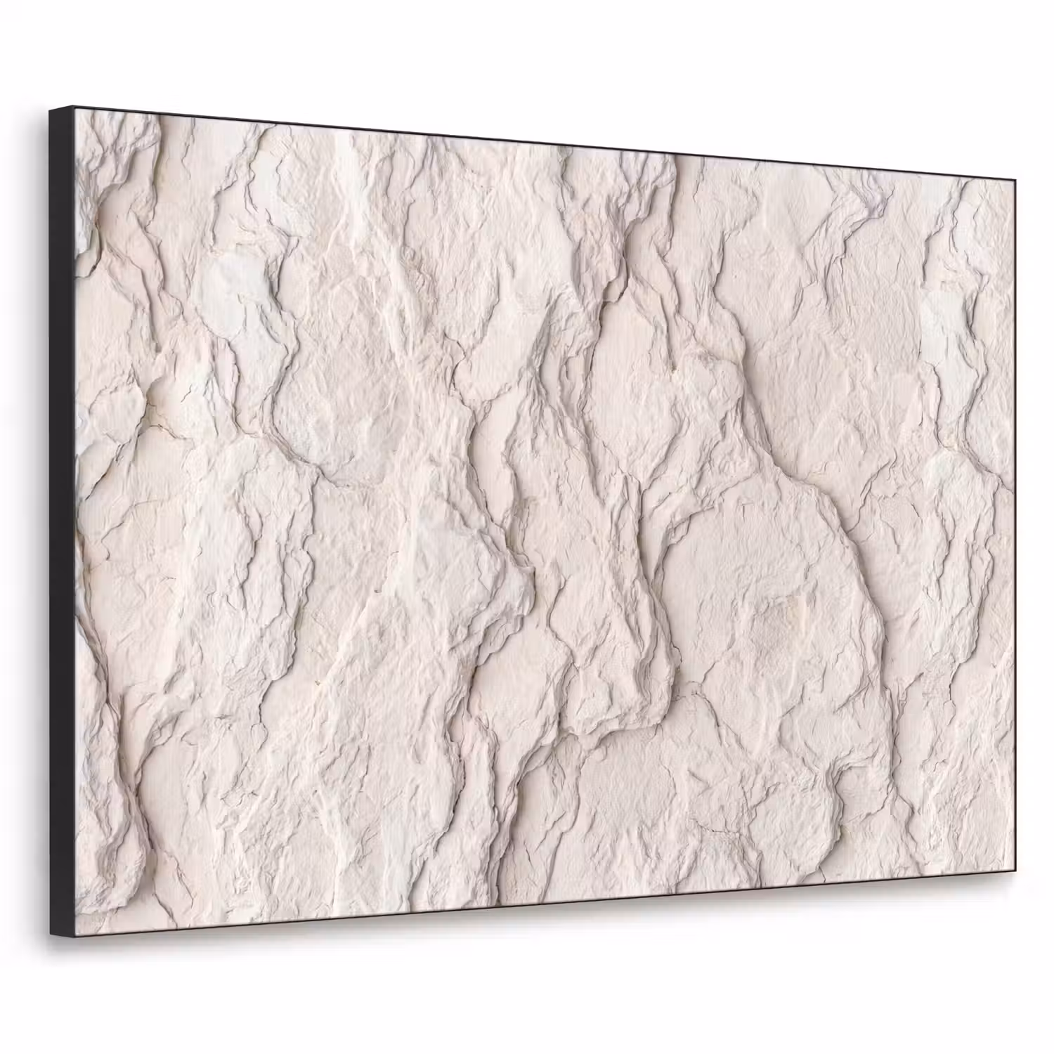 Rots - Structuur - Natuur - Beige - Abstract Textielframe zwart klein -3d