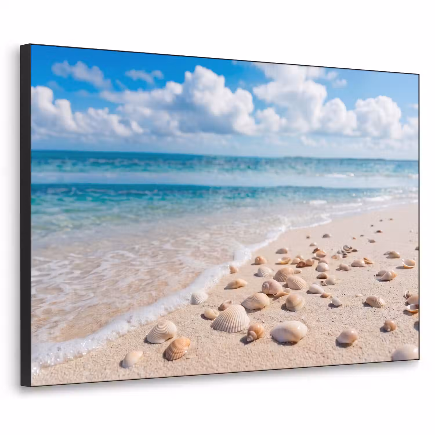 Schelpen - Strand - Natuur - Beige Textielframe zwart klein -3d