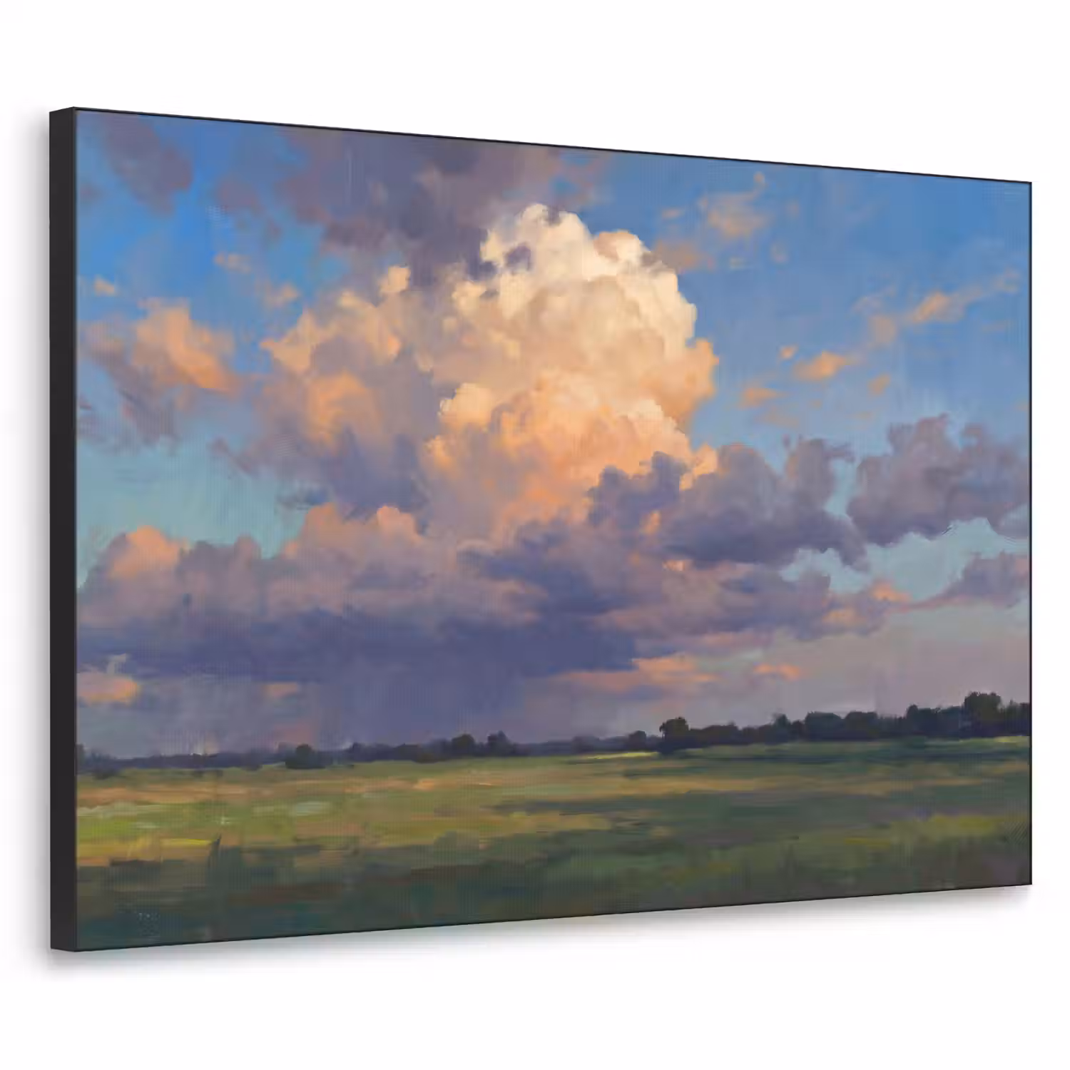 Lucht - Wolken - Landschap - Modern - Oranje Textielframe zwart klein -3d