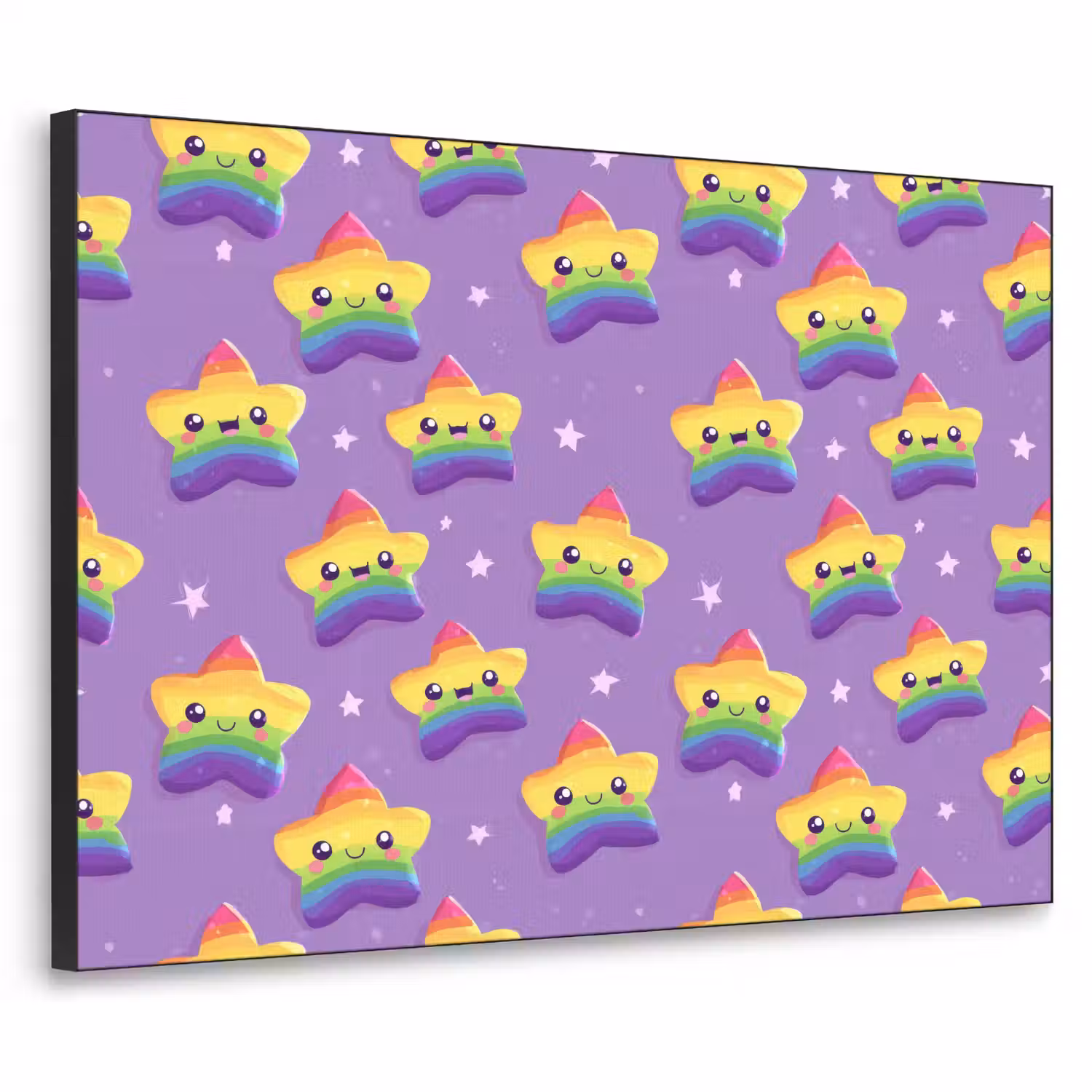 Sterren - Regenboog - Paars Textielframe zwart klein 947 -3d