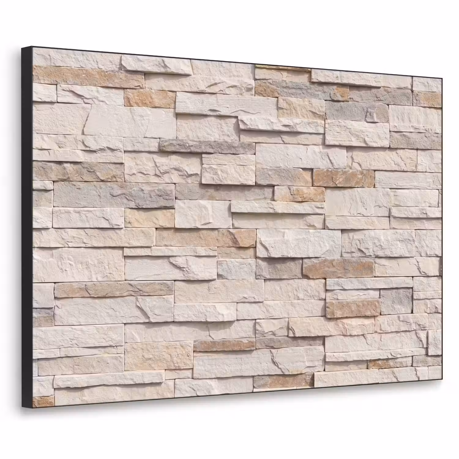 Steen - Muur - Textuur - Rustiek - Beige Textielframe zwart klein -3d