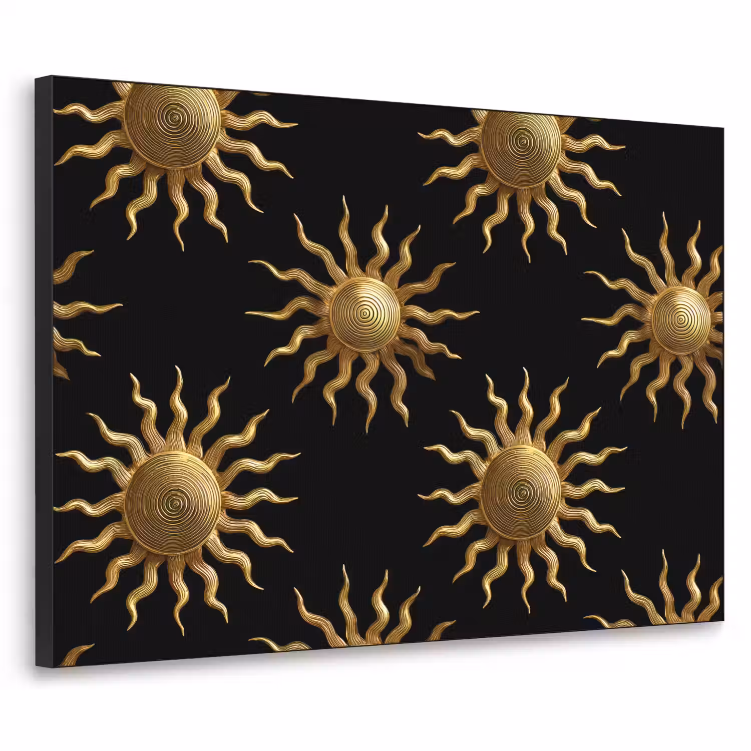 Zon - Patroon - Luxe - Goud - Zwart Textielframe zwart klein 947 -3d