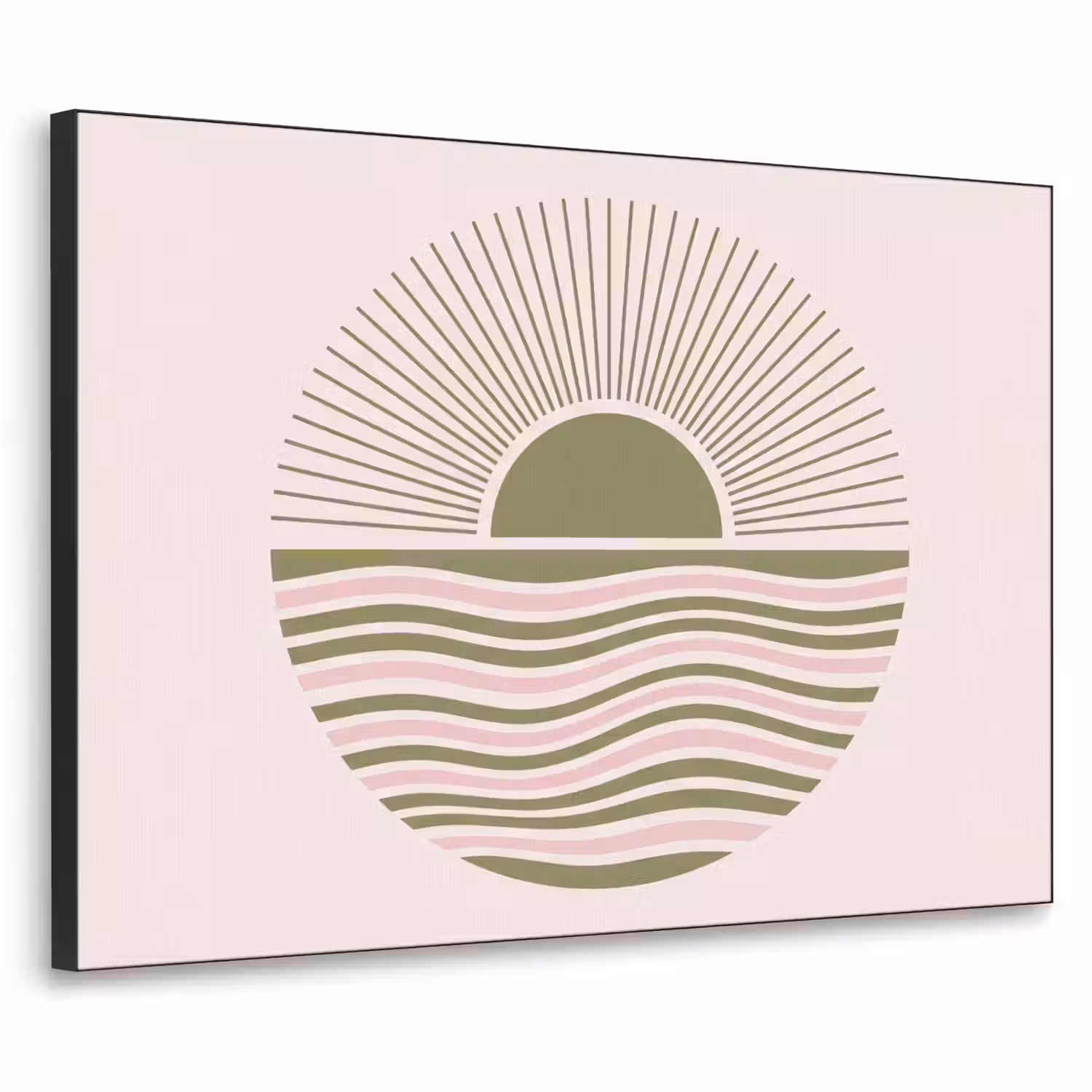 Zon - Zee - Abstract - Modern - Roze Textielframe zwart klein -3d