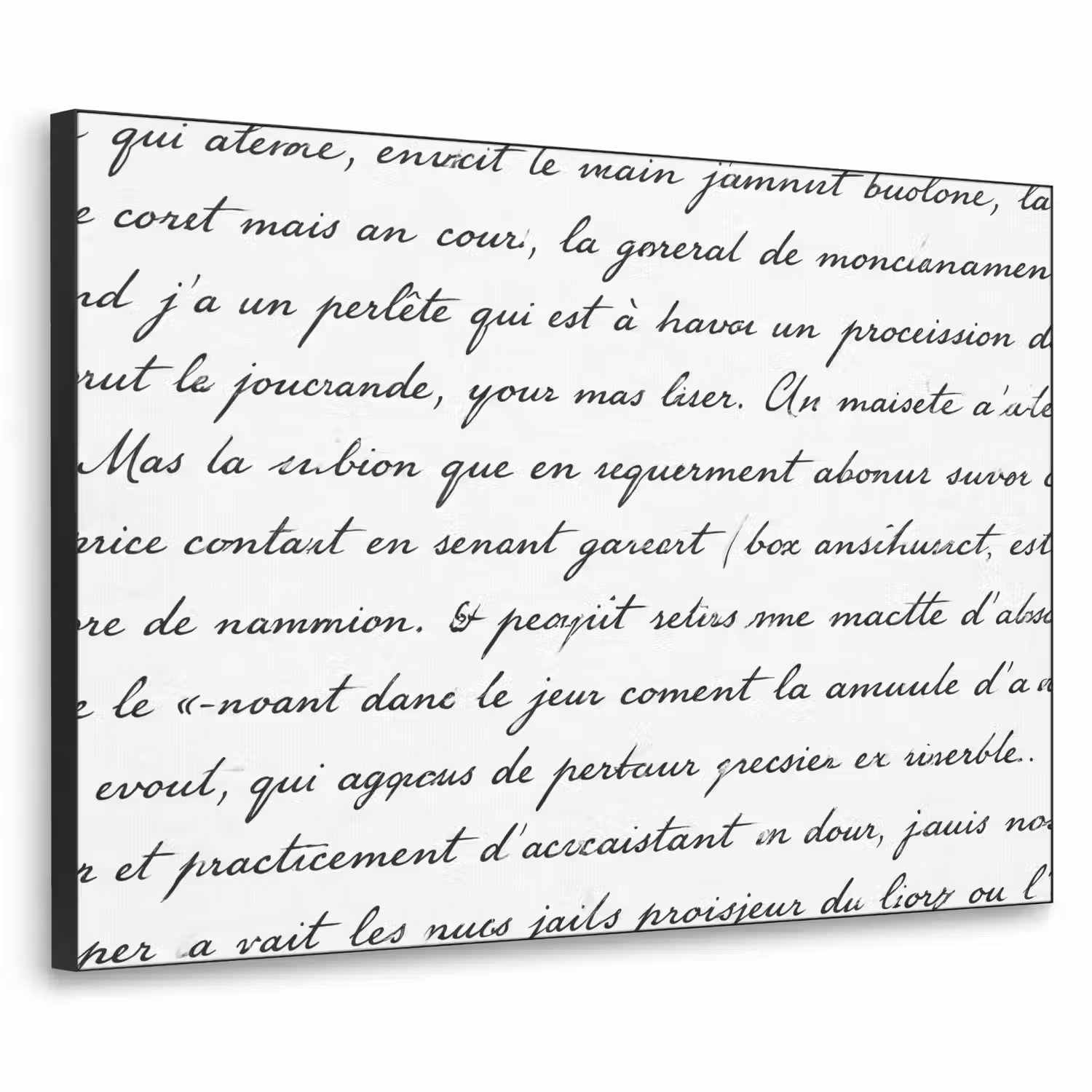 Tekst - Handschrift - Klassiek - ZwartWit Textielframe zwart klein -3d
