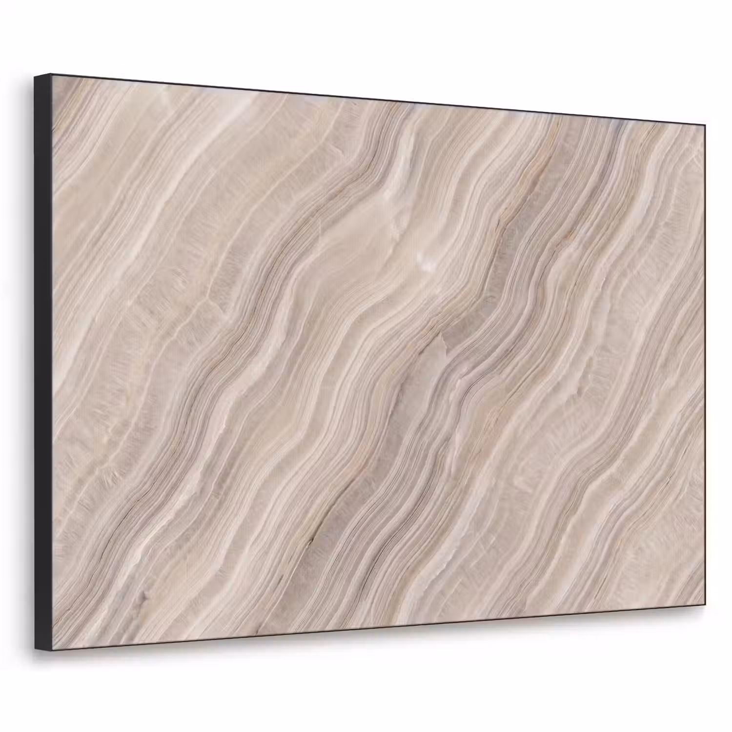 Textuur - Golvend - Abstract - Modern - Beige Textielframe zwart klein -3d