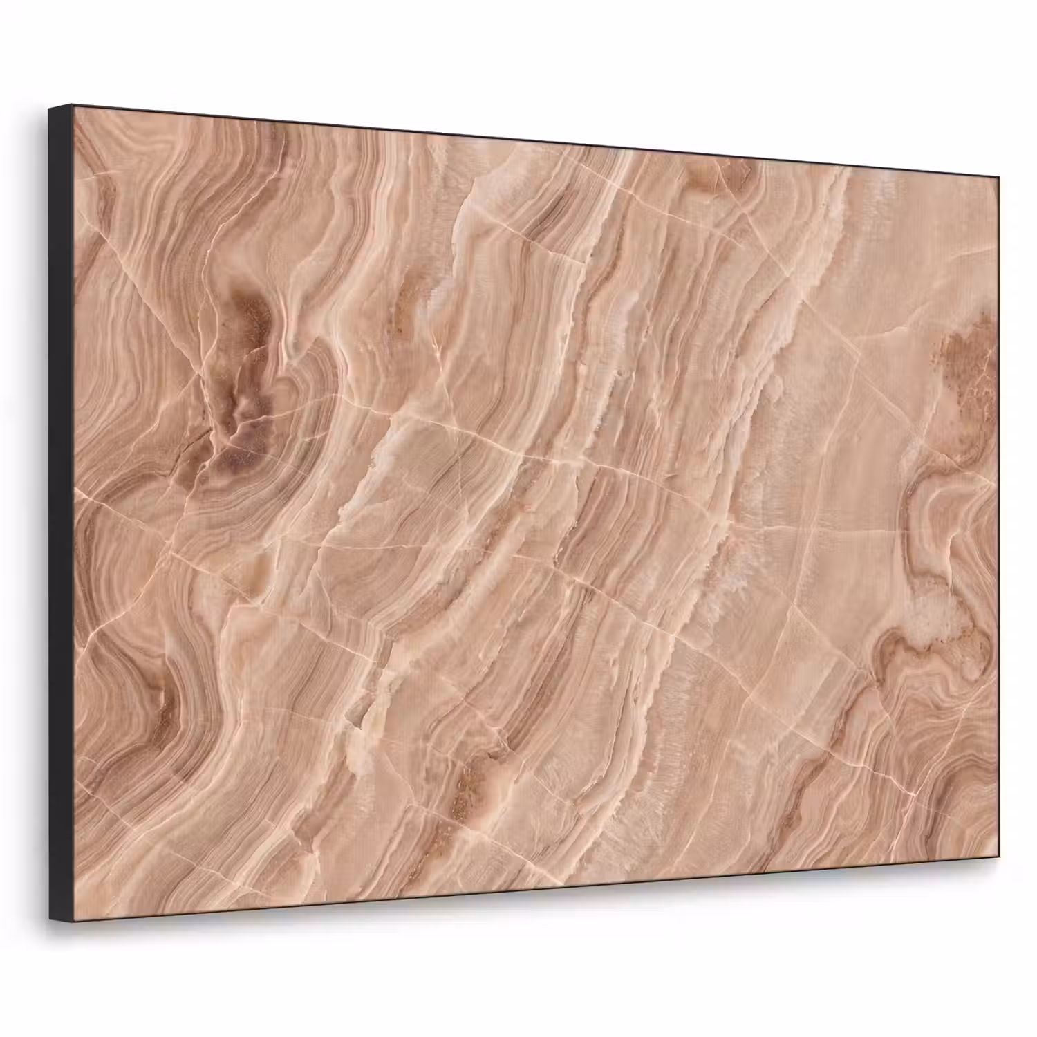 Textuur - Golvend - Abstract - Warm - Bruin Textielframe zwart klein -3d