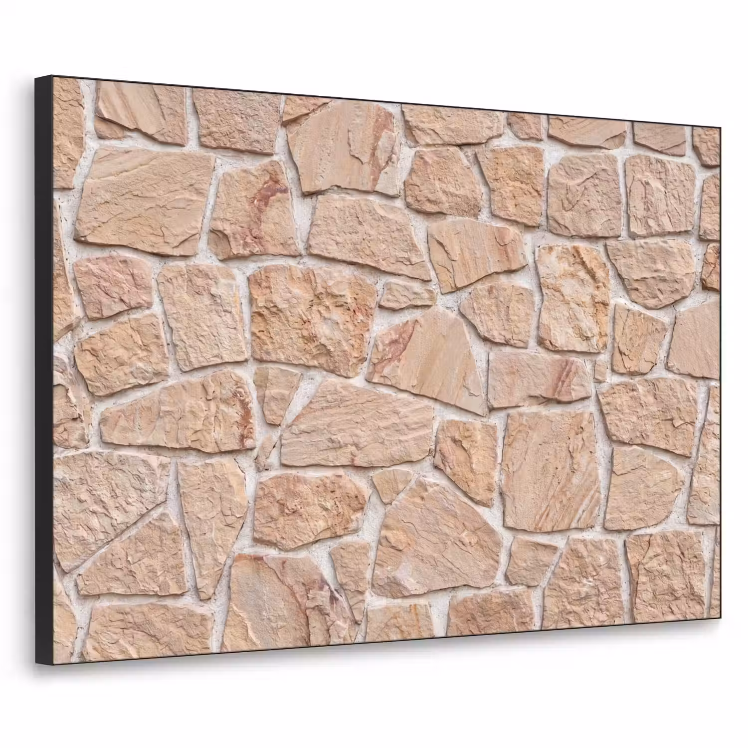 Muur - Steen - Patroon - Rustiek - Beige Textielframe zwart klein -3d