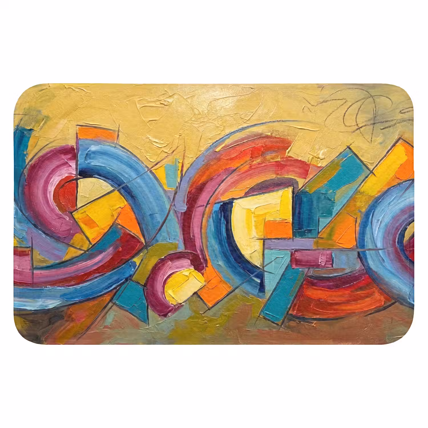 Abstract - Cirkels - Schilderij - Kleurrijk - Dynamisch Badmat klein -3d