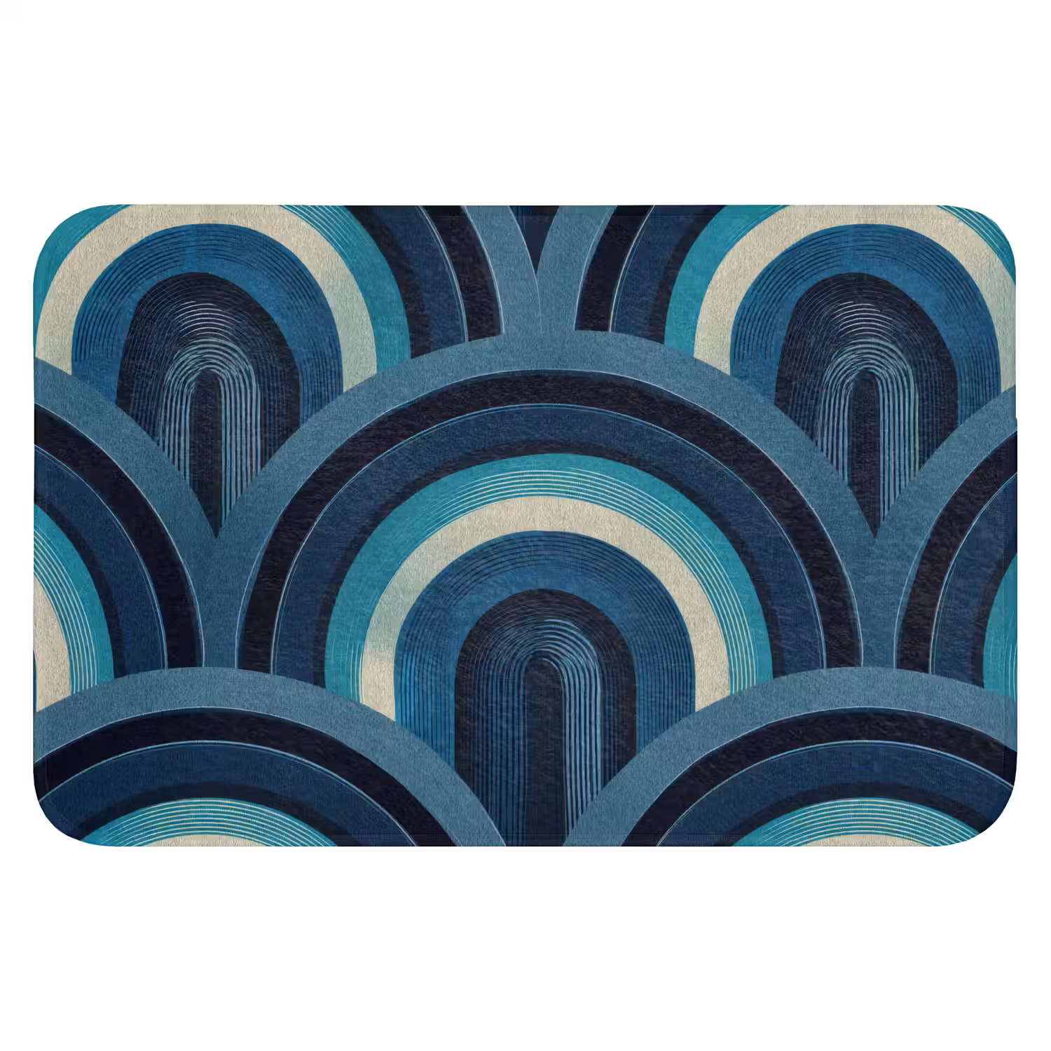 Bogen - Geometrisch - Patroon - Blauw - Retro Badmat klein 997 -3d