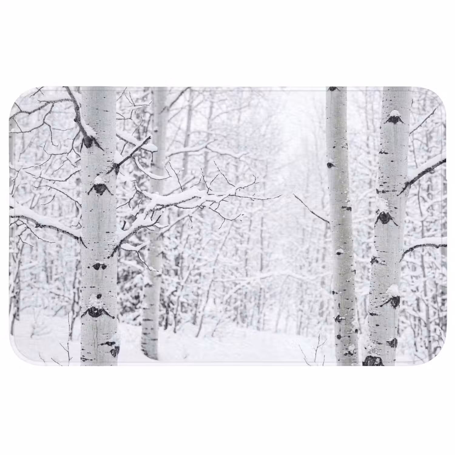 Berkenbomen - Sneeuw - Winter - Bos - Wit Badmat middel -3d