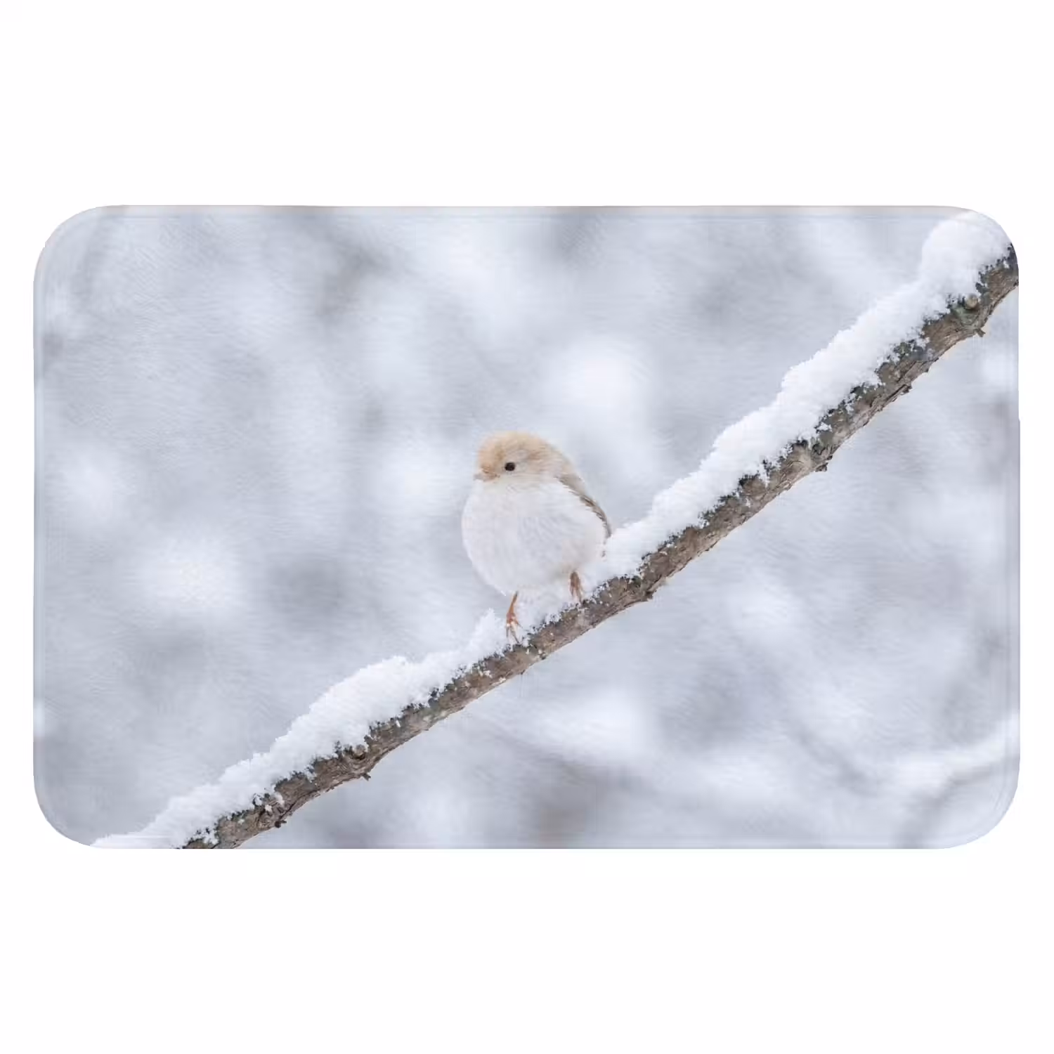 Vogeltje - Sneeuw - Tak - Winter - Zacht Badmat klein -3d