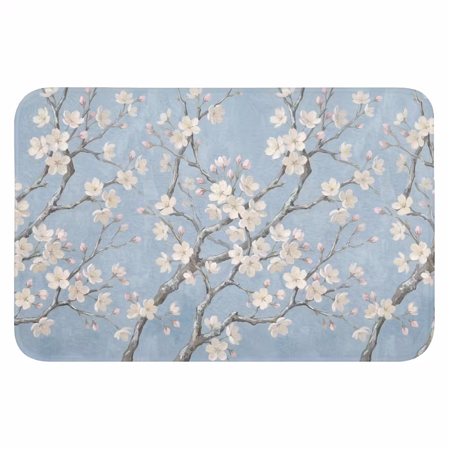 Takken - Kersenbloesem - Blauw Badmat klein -3d