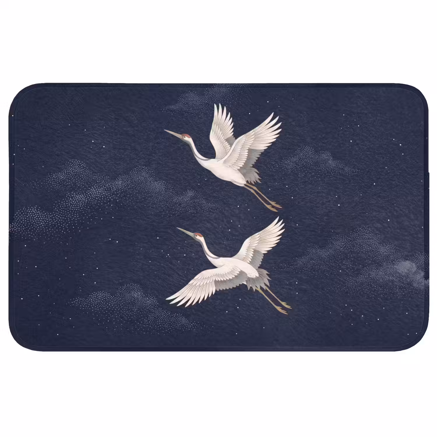 Kraanvogels - Nachthemel - Blauw Badmat middel -3d