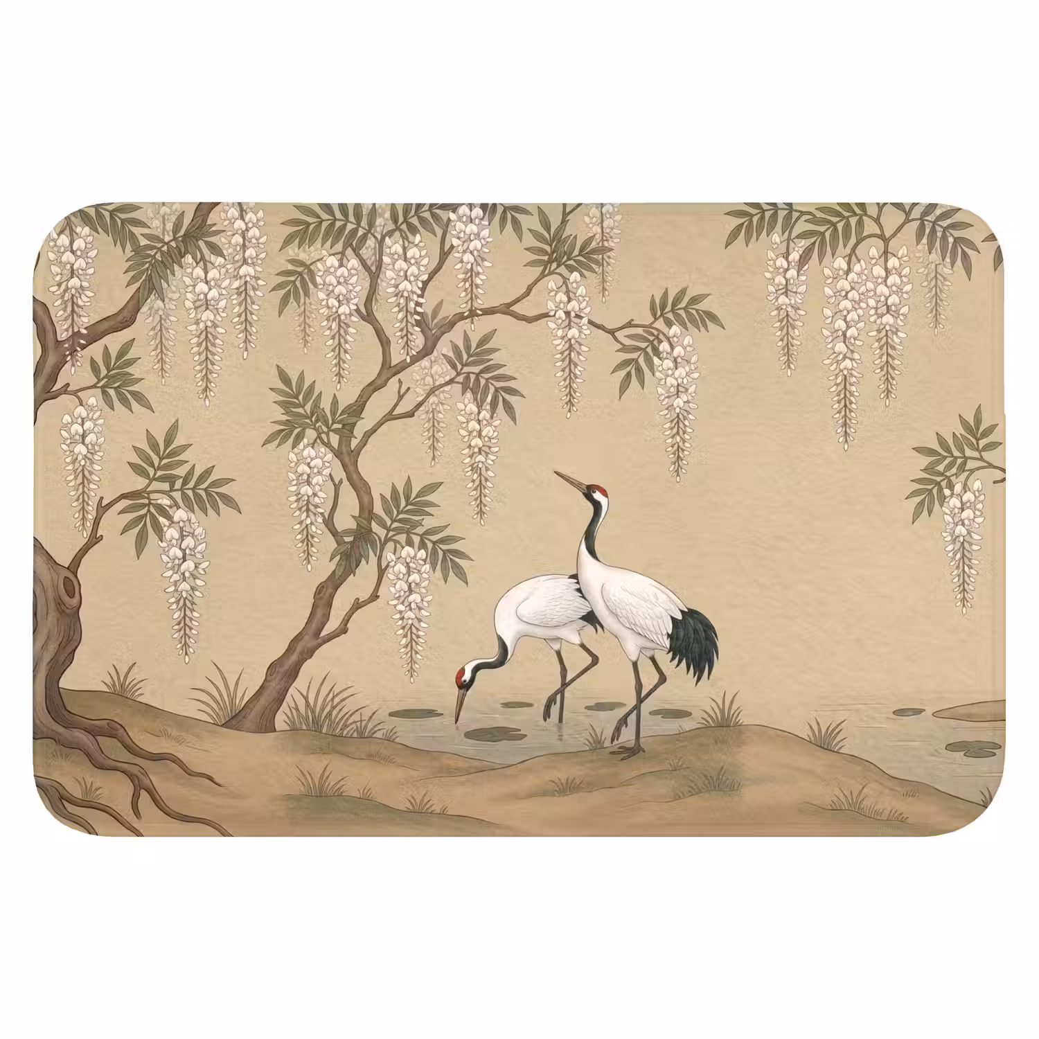 Kraanvogels - Water - Beige Badmat klein -3d
