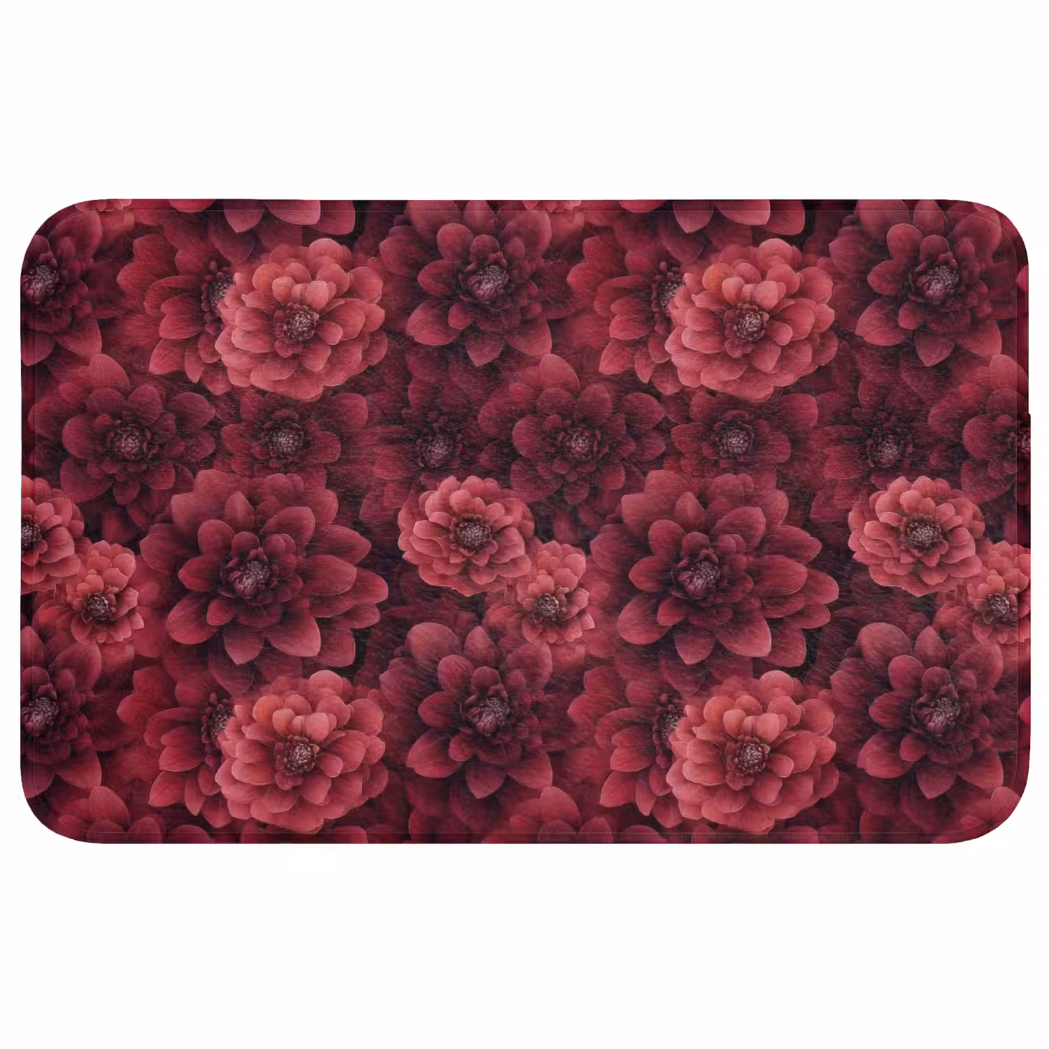 Dahlias - Bloemen - Rood Badmat middel 997 -3d